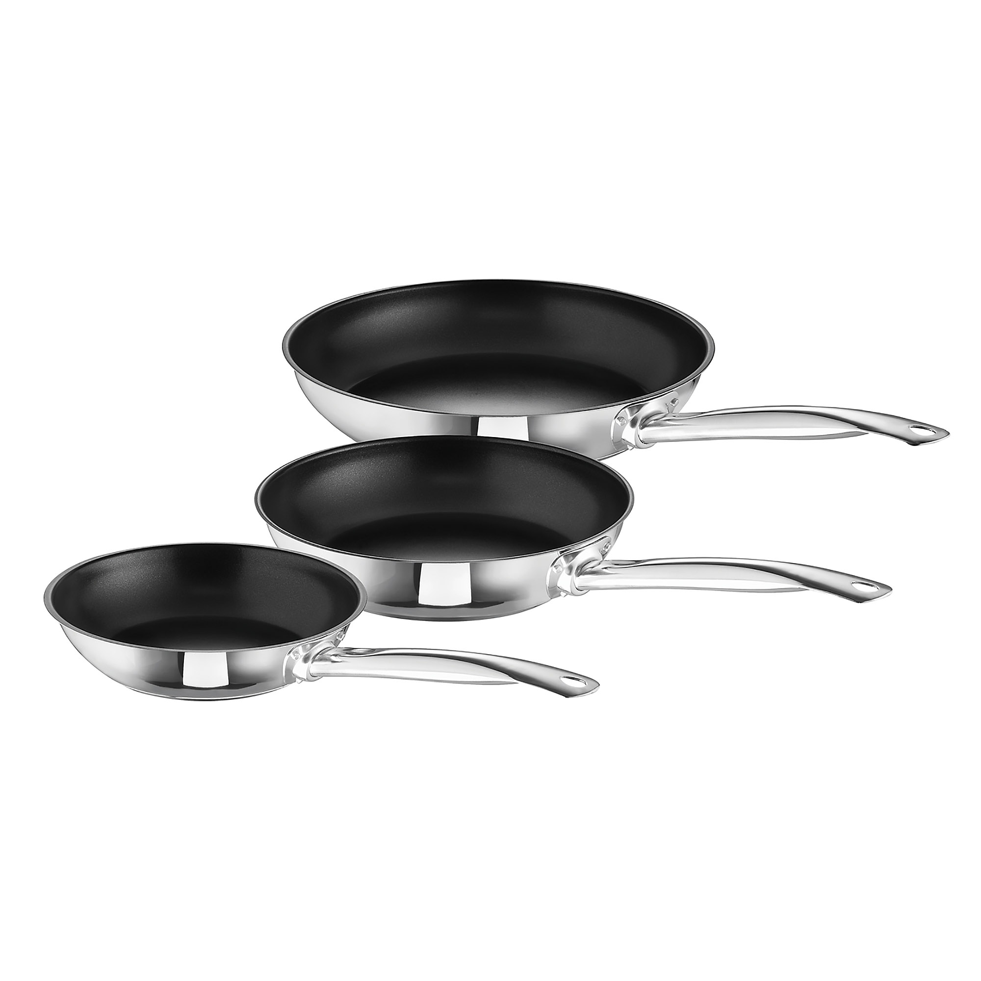 SCHULTE-UFER Bratpfannen-Trio-Set THORE 20 cm 24 cm 28 cm Edelstahl Antihaft