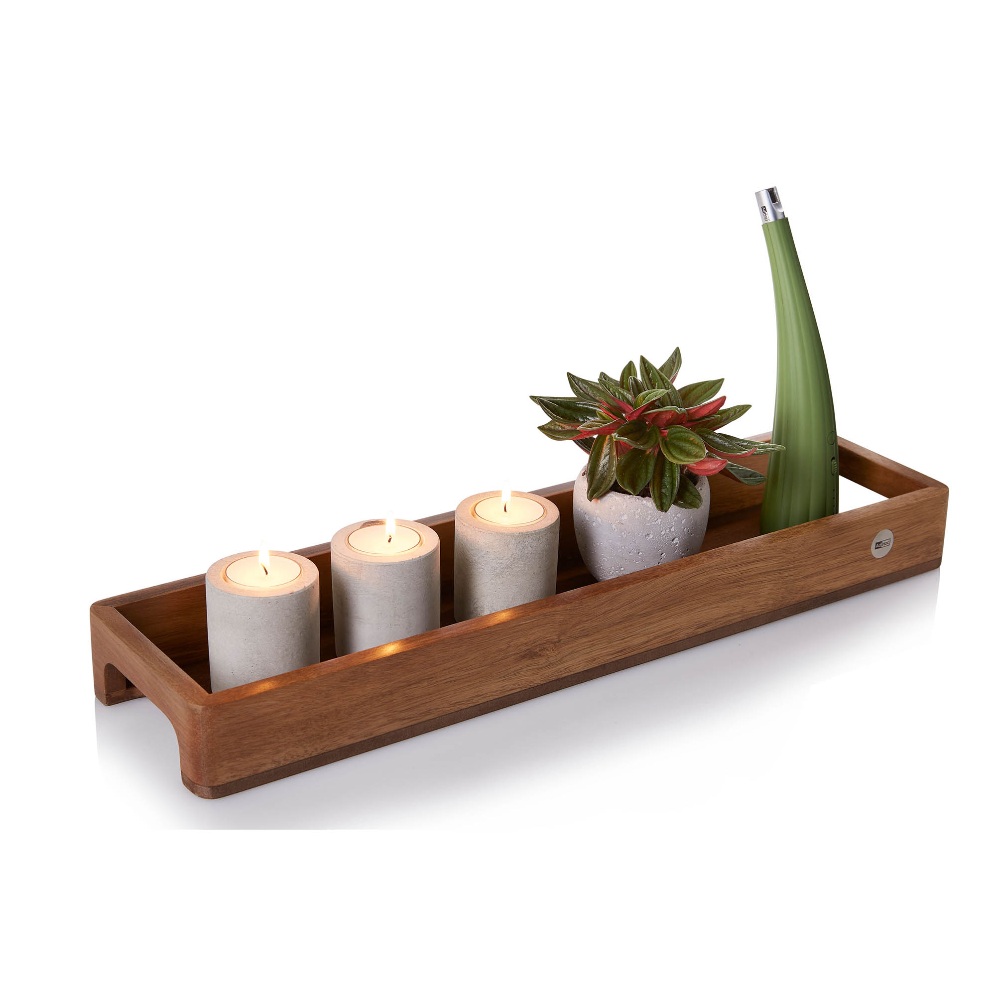 AdHoc Tablett Serviertablett SERVE SLIM 50 x 13 x 5 cm Akazien- + Walnussholz