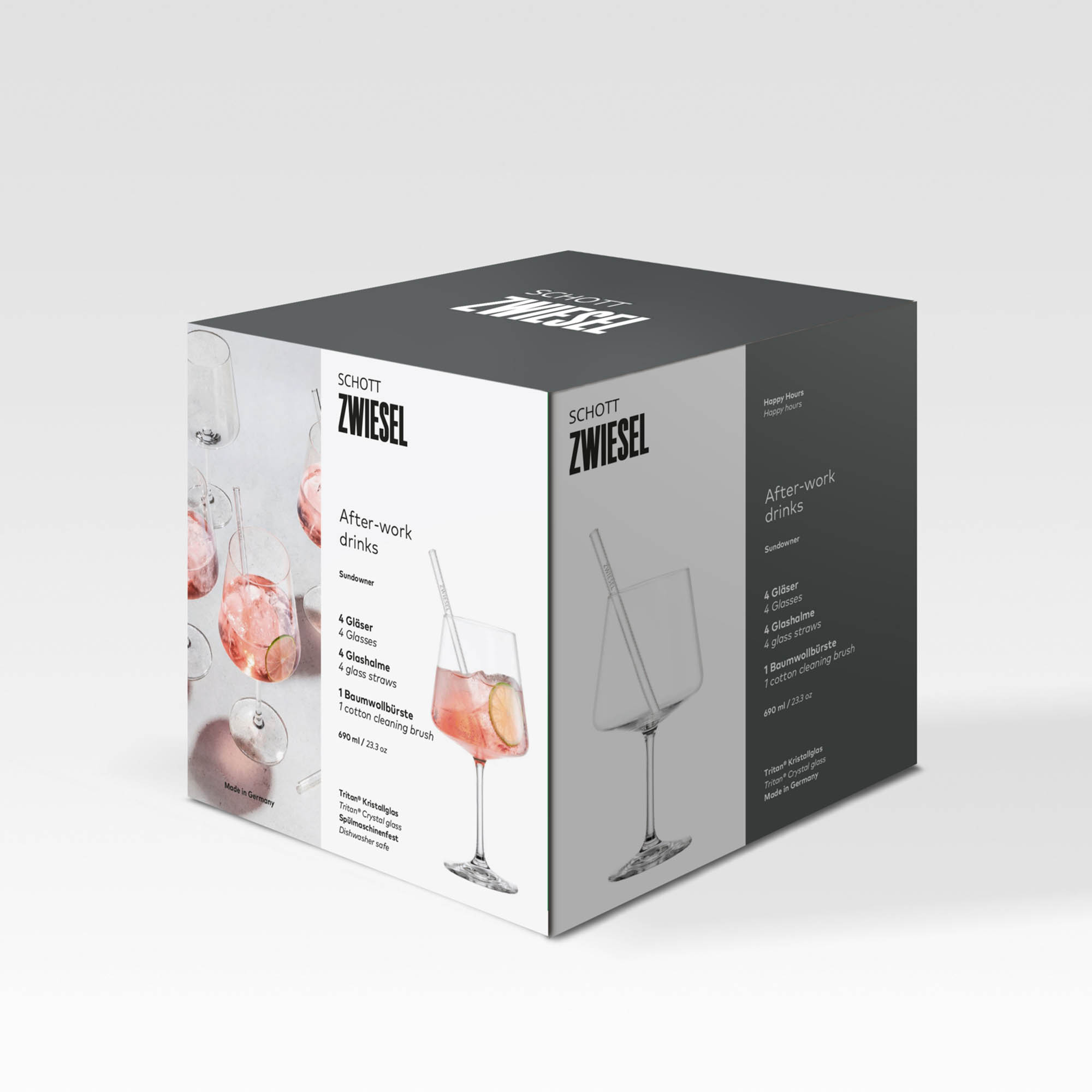 SCHOTT ZWIESEL Cocktailglas AFTER WORK DRINKS 4 Stück 690 ml mit Glastrinkhalmen