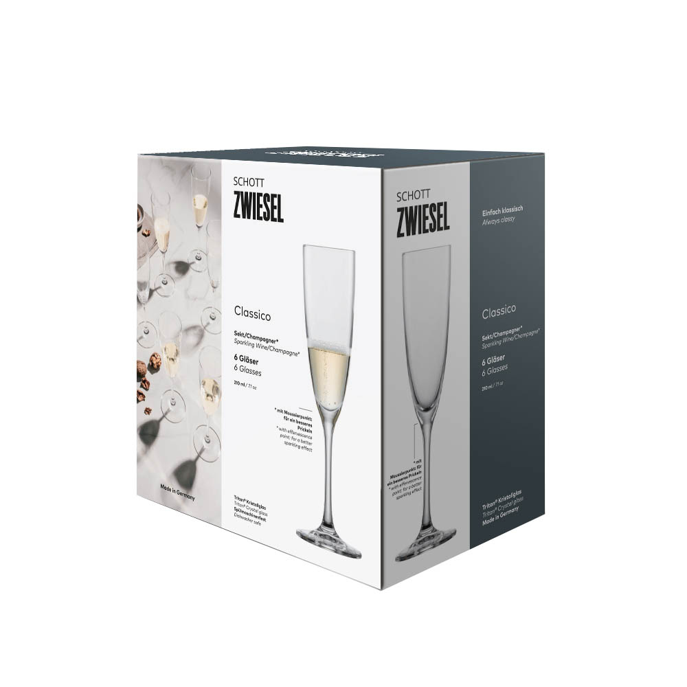 SCHOTT ZWIESEL Serie CLASSICO Sektglas 6 Stück Inhalt 210 ml Champagnerglas