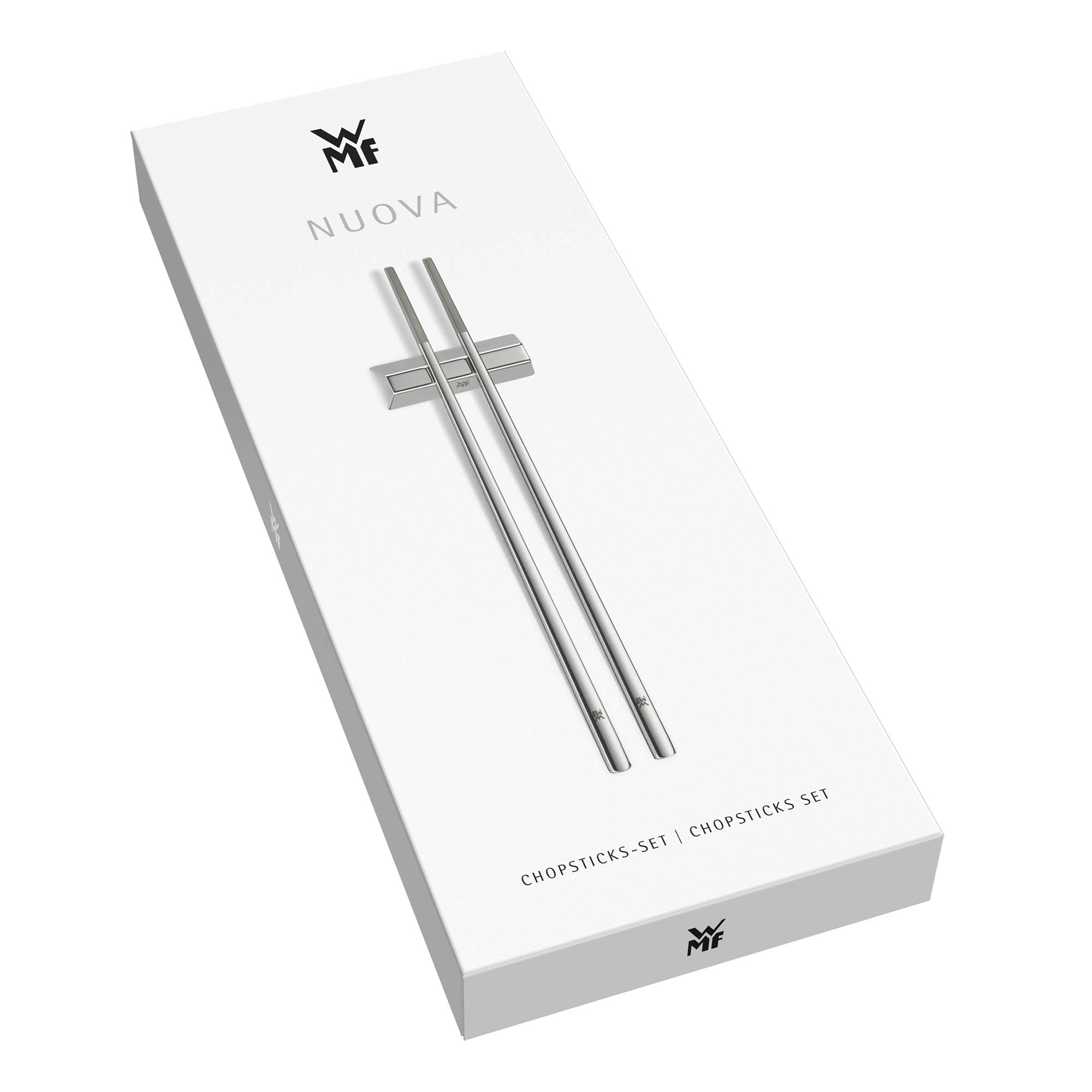 WMF Serie NUOVA Chop Sticks Set mit 4 Essstäbchen und 2 Ablagebänkchen Cromargan