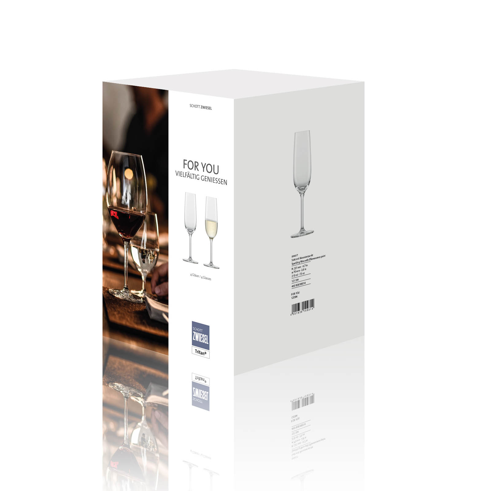 SCHOTT ZWIESEL Series FOR YOU Champagne glass 4 pieces Capacity 210 ml