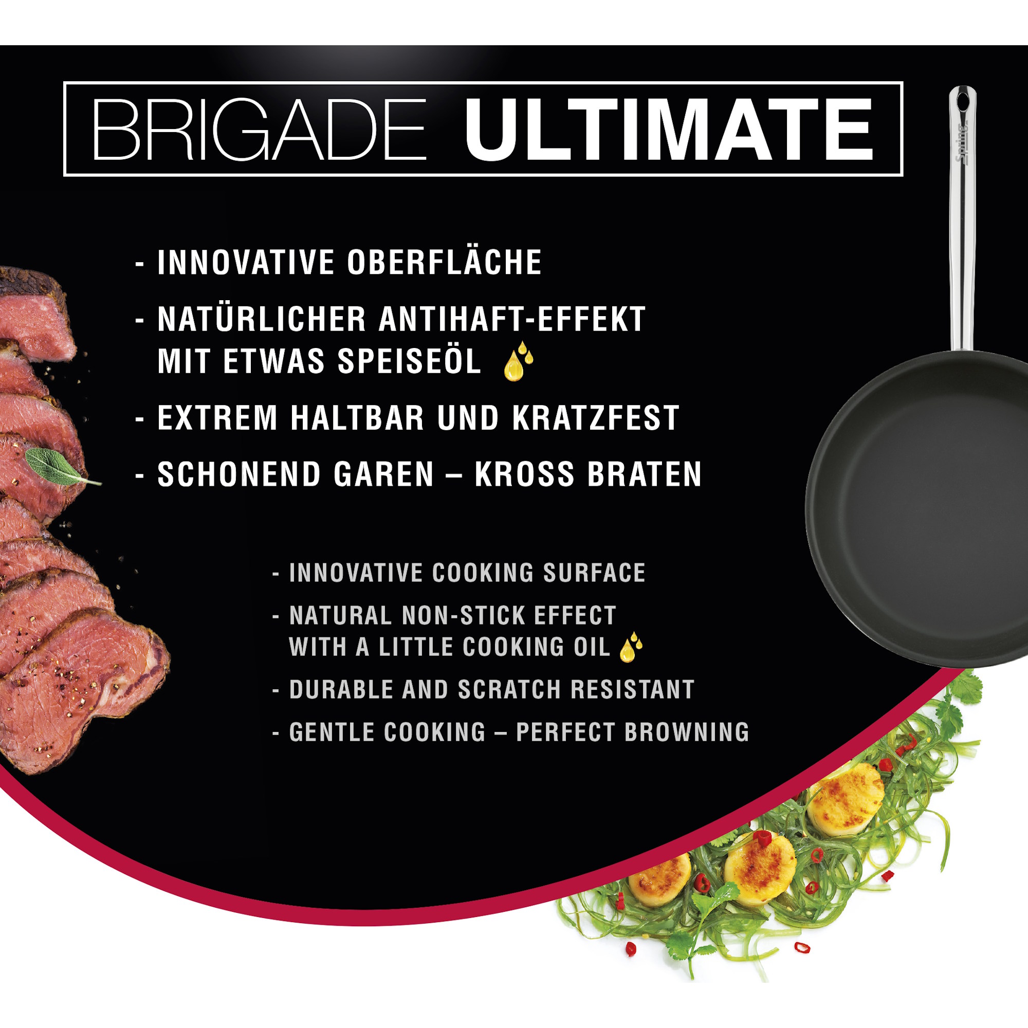 SPRING Bratpfanne XL 24 cm BRIGADE ULTIMATE mit natürlichem Antihaft-Effekt