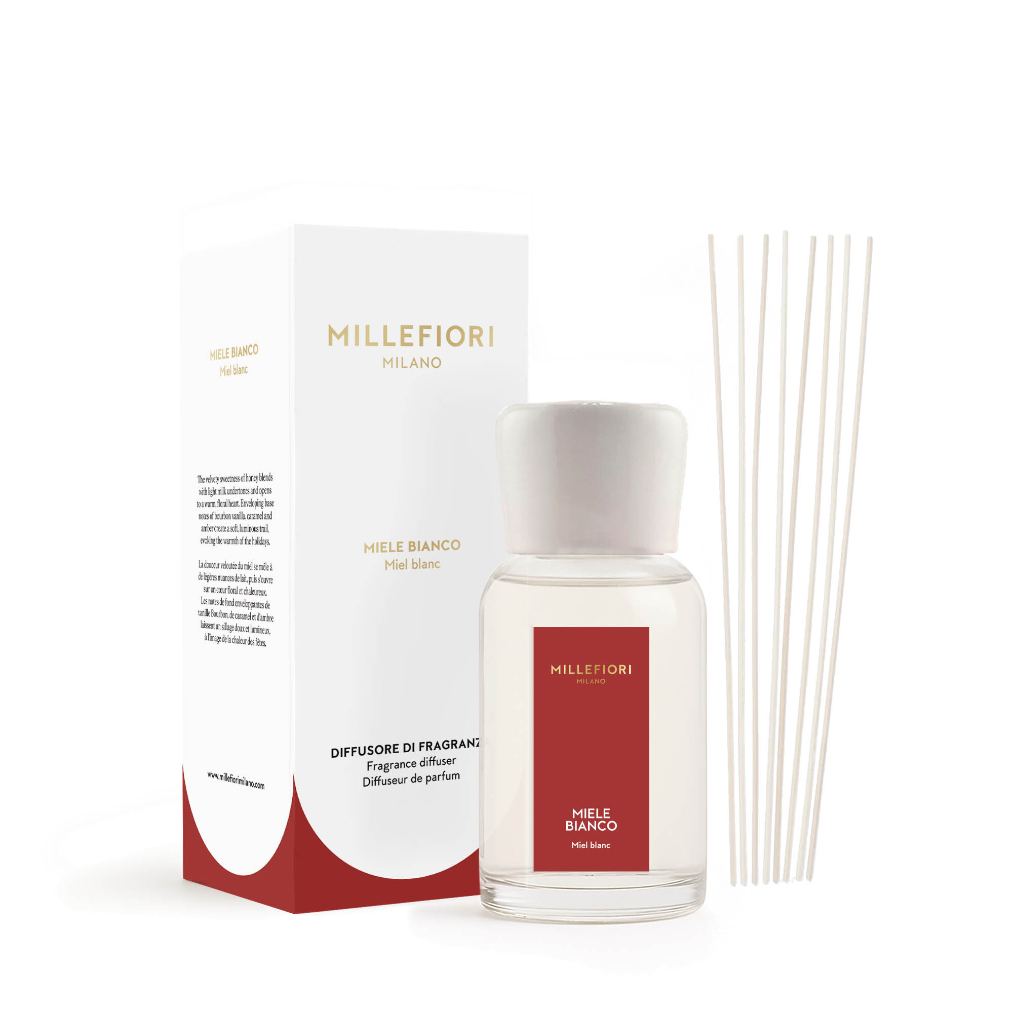 MILLEFIORI MILANO Raumduft Diffuser 250 ml Weihnachts-Edition MIELE BIANCO