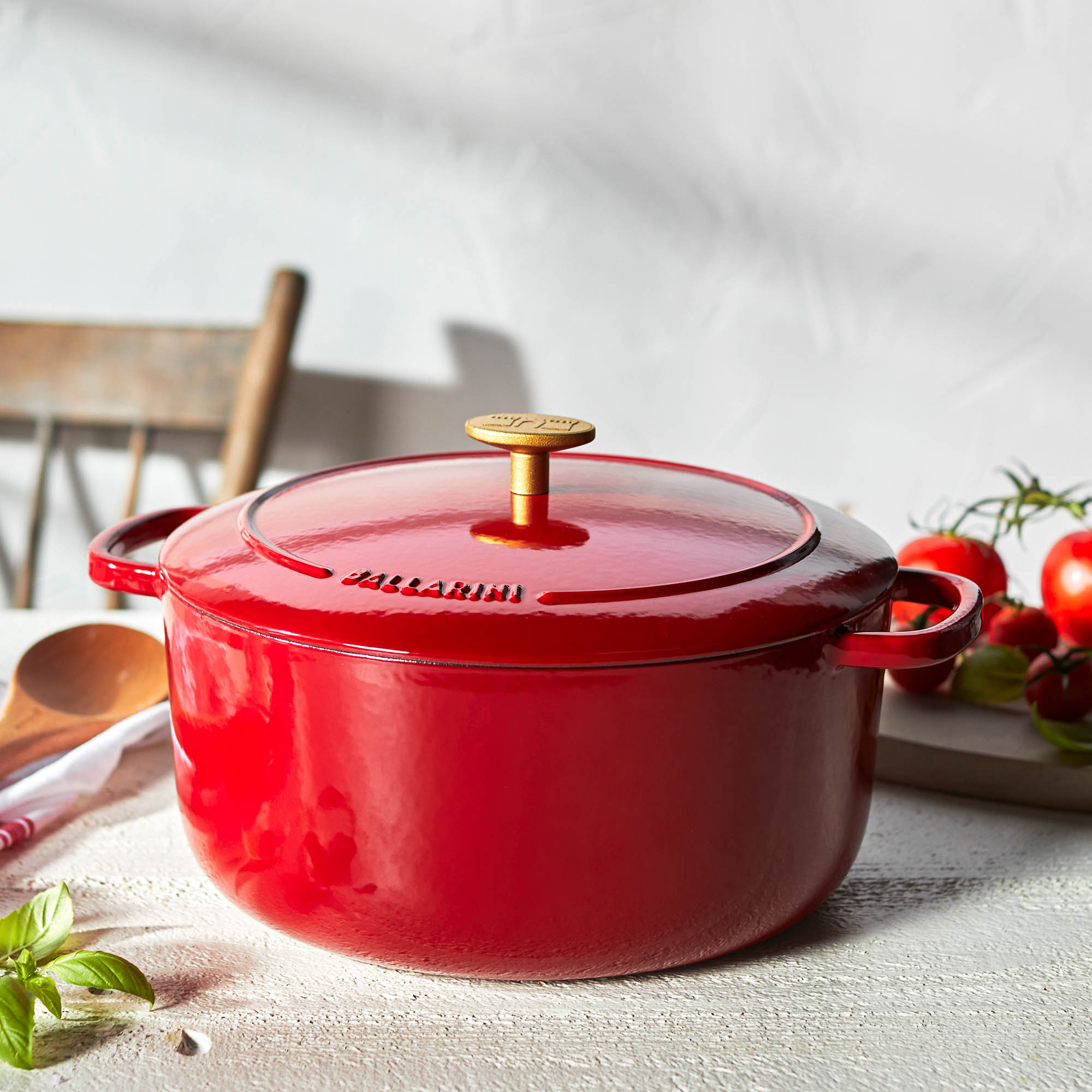 BALLARINI Cocotte BELLAMONTE 22 cm rund 3,0 Liter Bräter aus Gusseisen rot