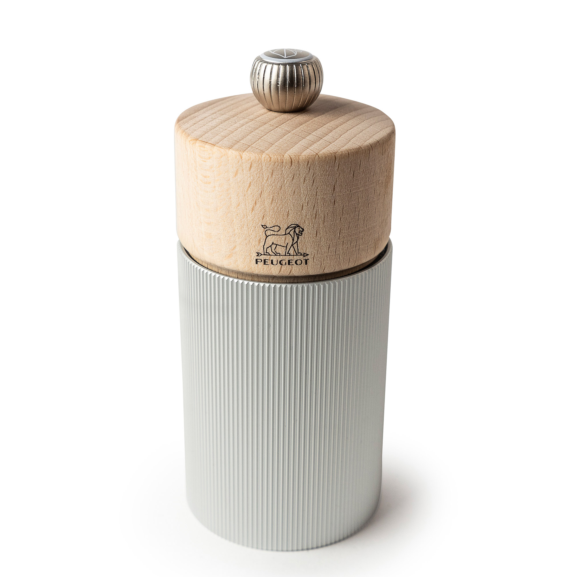 PEUGEOT Salzmühle LINE 12 cm Aluminium Holz natur mit ZIRLION-Mahlwerk