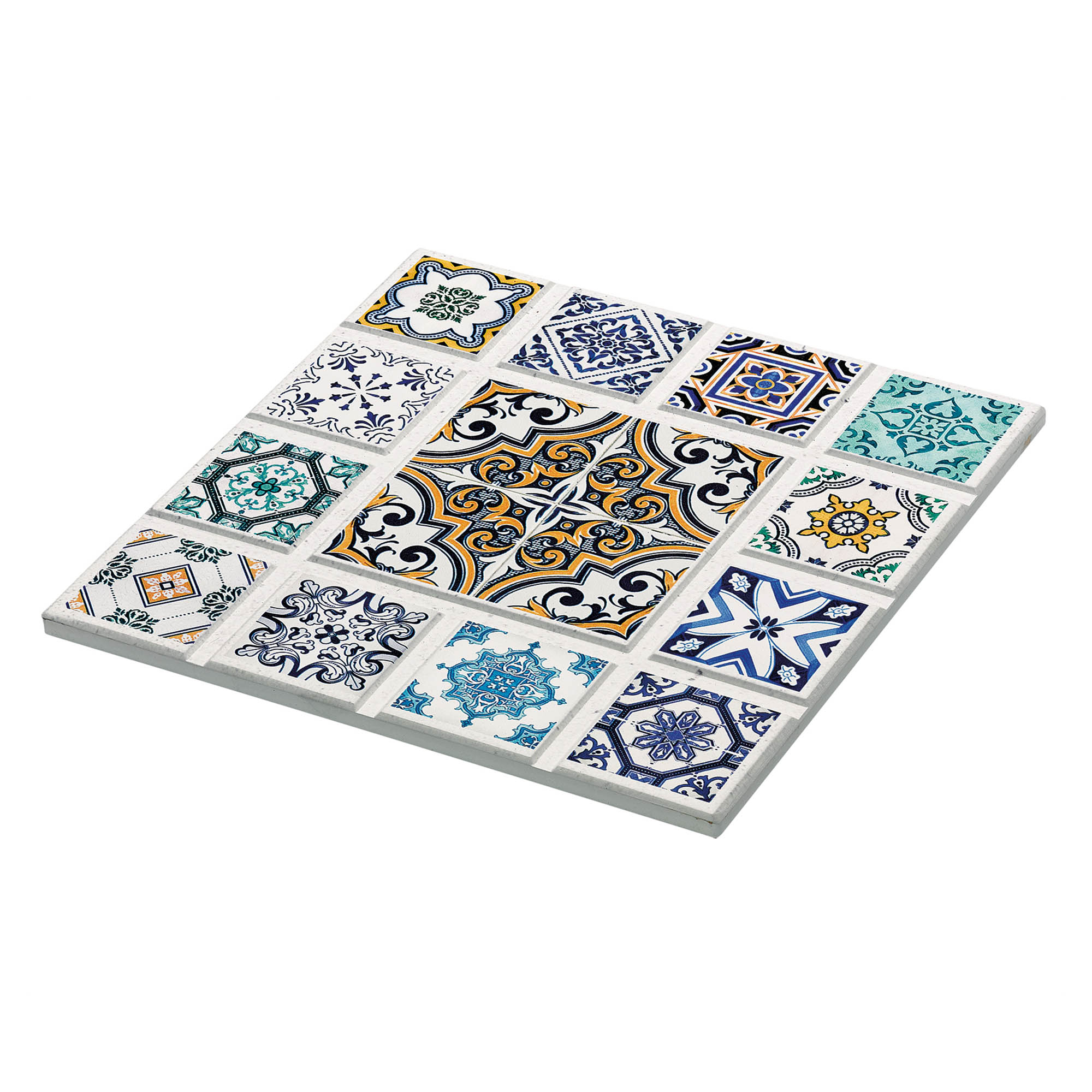 ZASSENHAUS Untersetzer CASABLANCA RAUTE 20 x 20 cm Keramik mit Kork-Unterseite