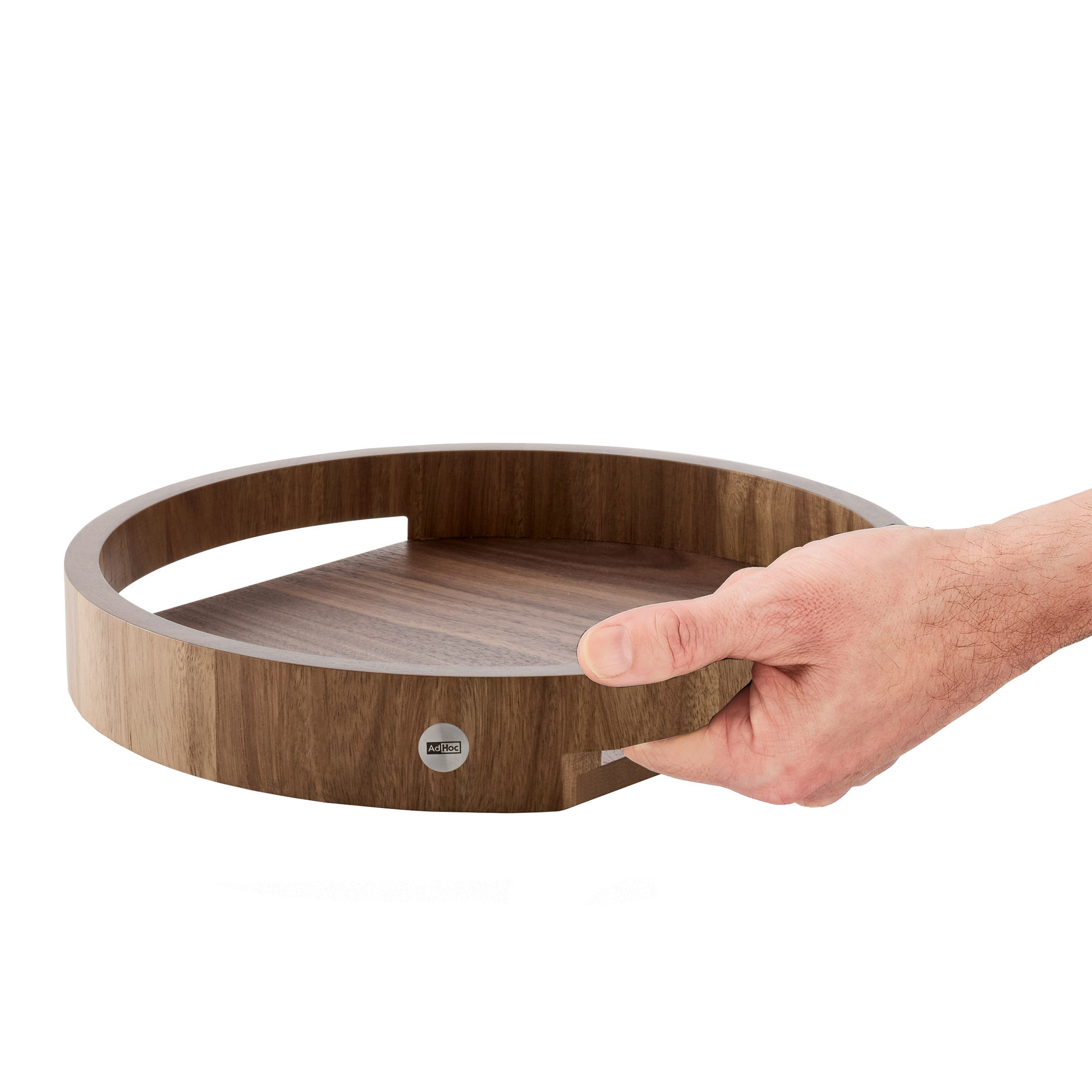 AdHoc Tablett Serviertablett rund AURA 30 cm Akazienholz und Walnussholz natur