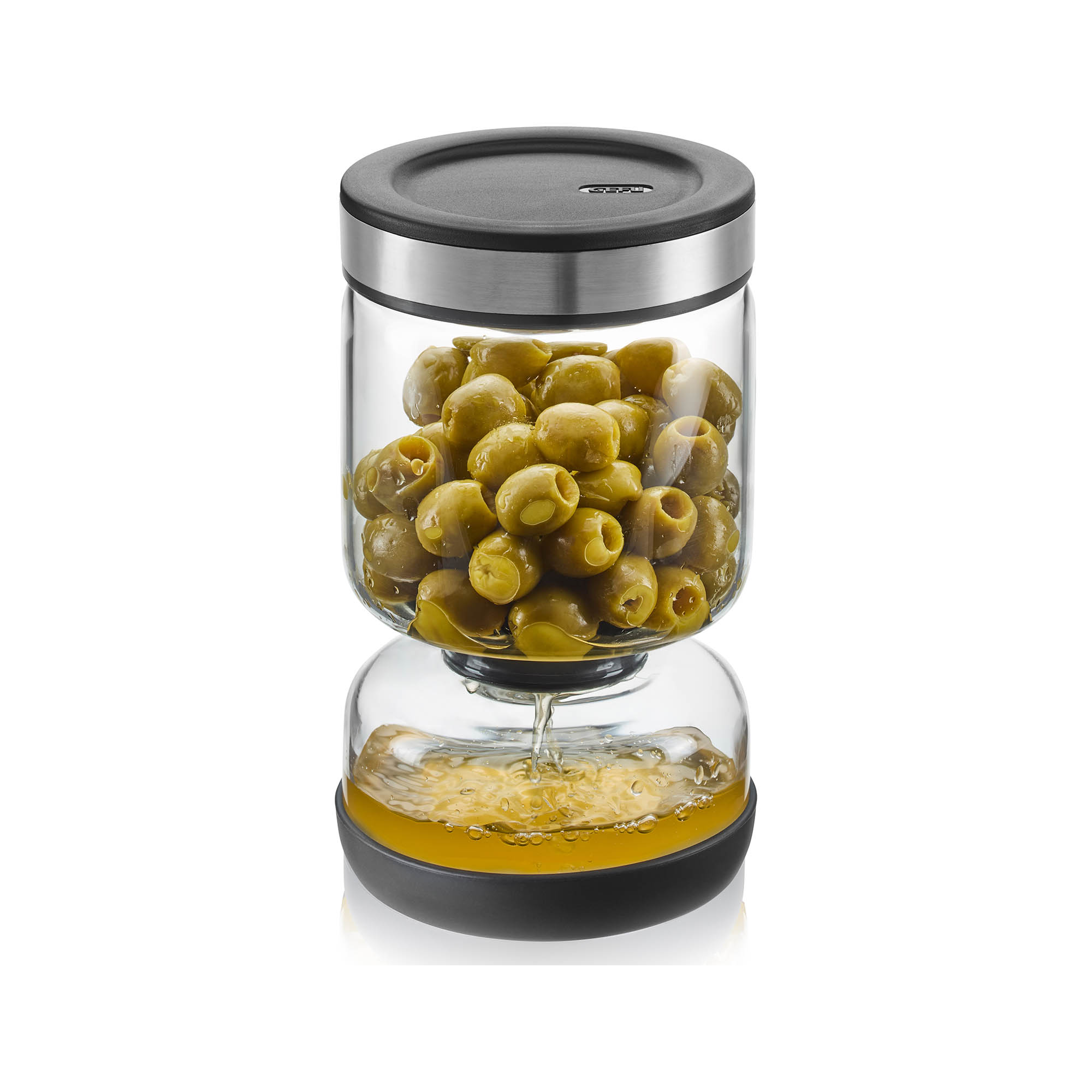 GEFU Abtropfglas LAVINA mit Zwei-Kammer-System 0,9 Liter