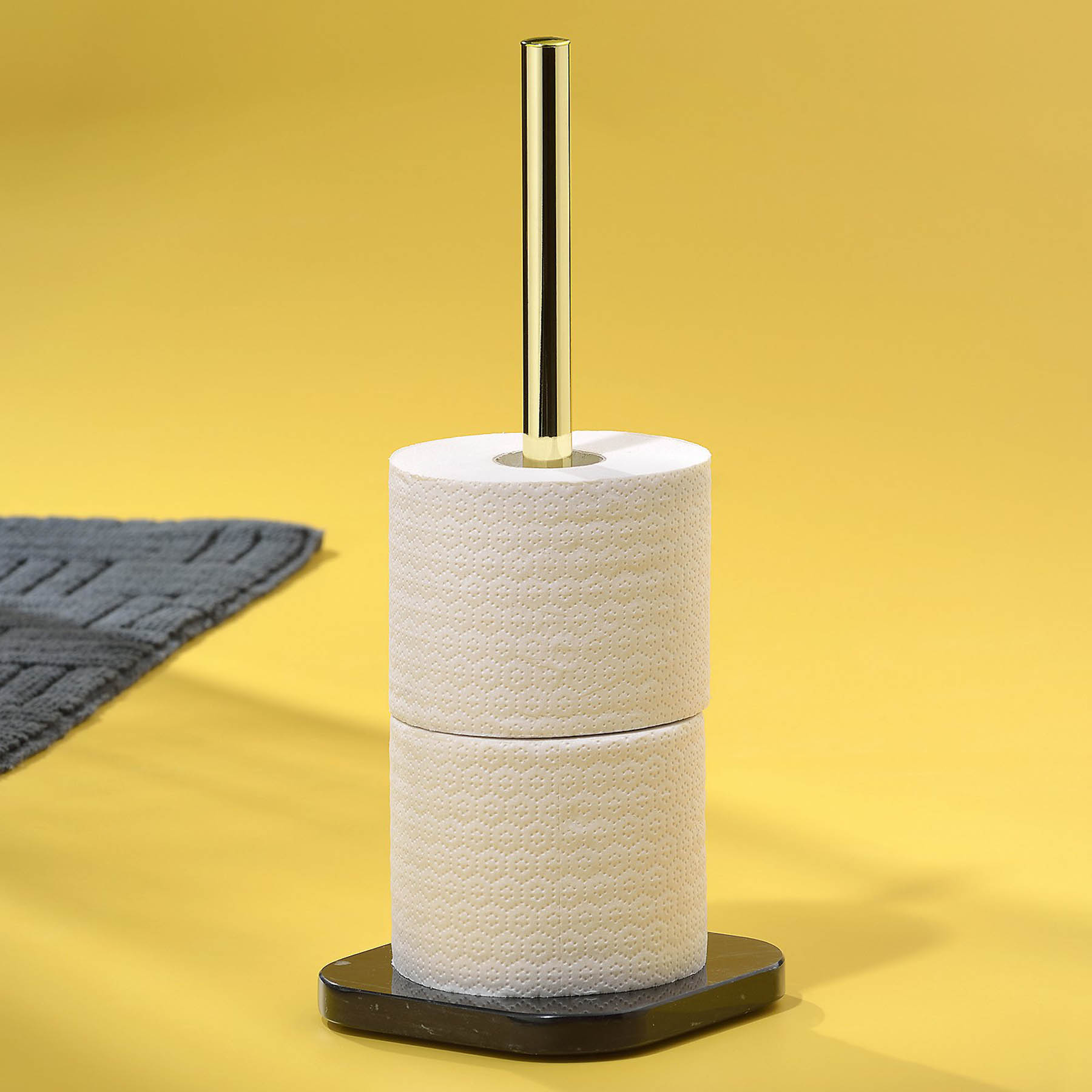 KELA Toilettenpapierhalter LIRON für 3 Rollen Metall mit Fuß aus Marmor