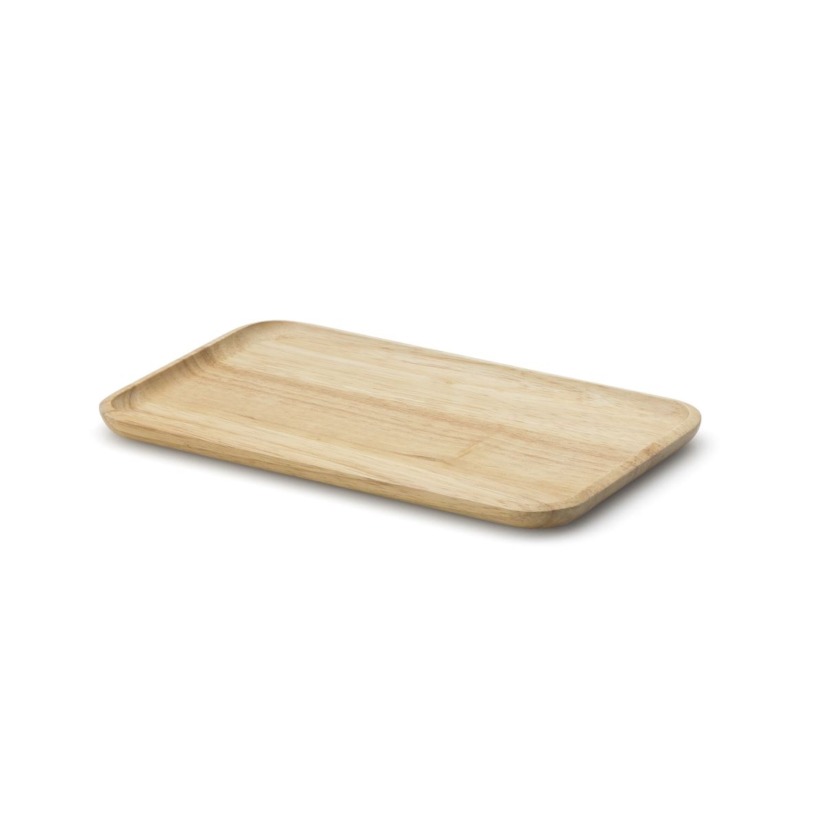 CONTINENTA Tablett rechteckig aus Gummibaumholz natur 22 x 13 x 1,2 cm