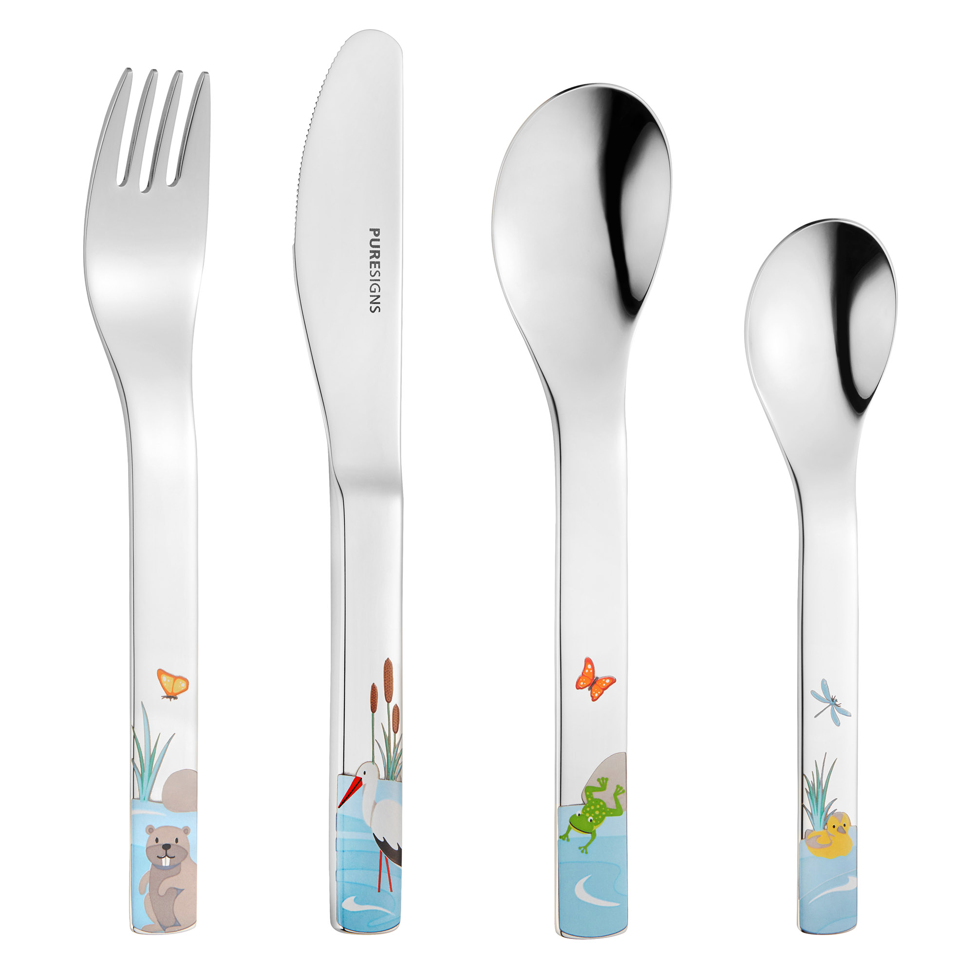 PURESIGNS Kinderset MANAO Set 7-teilig Besteck, Teller, Becher und Schale