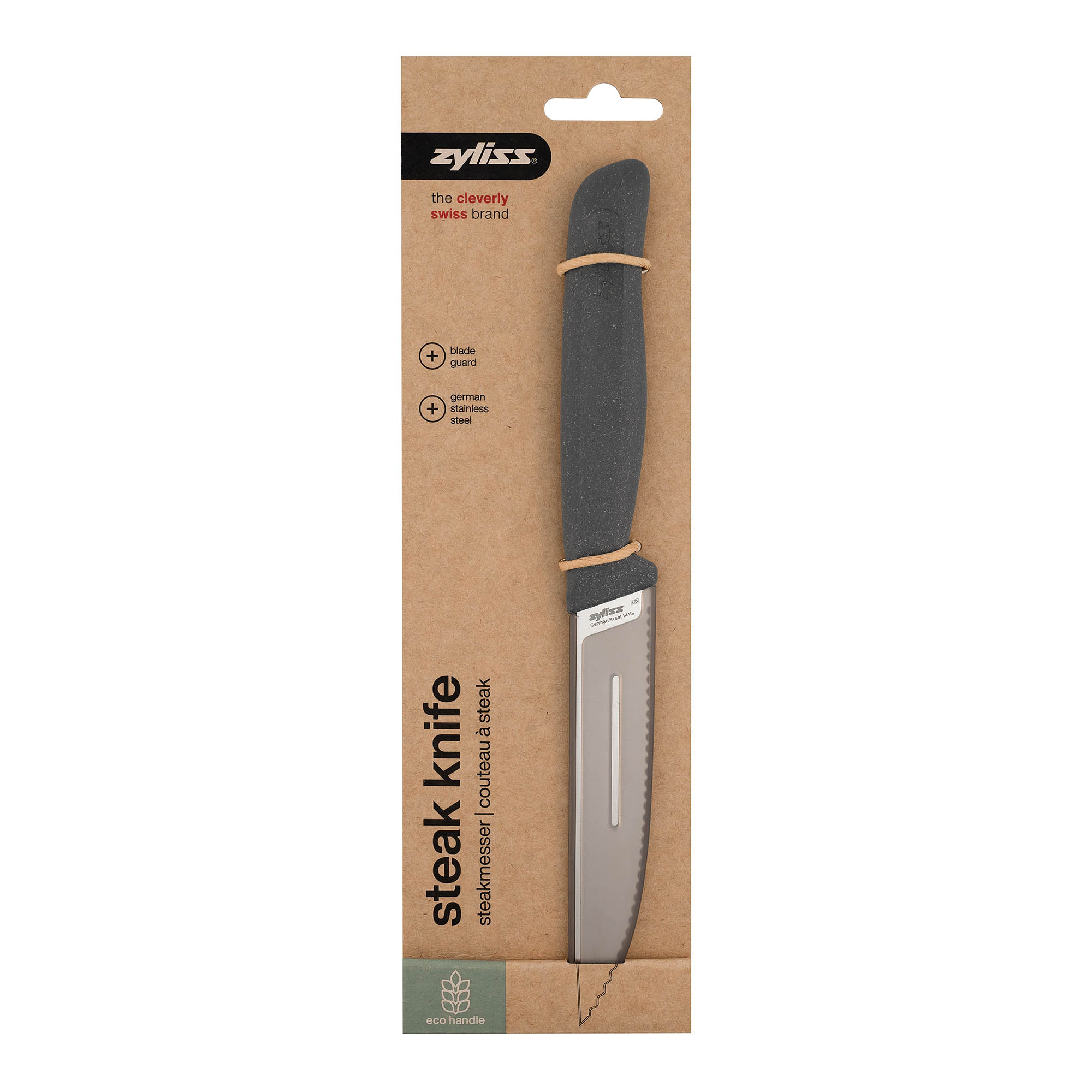 ZYLISS Steakmesser 11 cm Klingenlänge, Griff aus Weizenstroh-Kunststoff