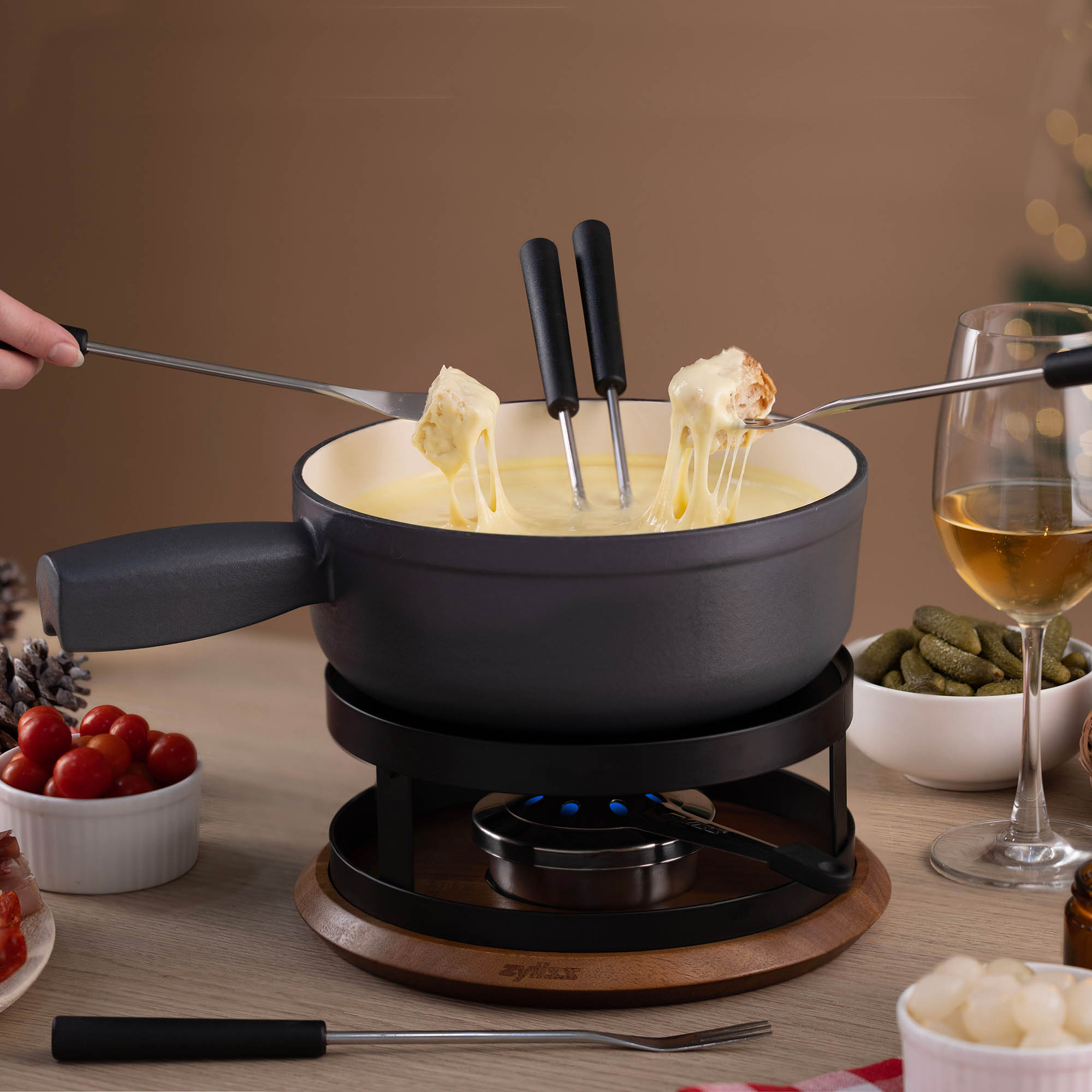 ZYLISS Set mit 6 Käsefondue-Gabeln mit schwarzem Kunststoffgriff, nummeriert