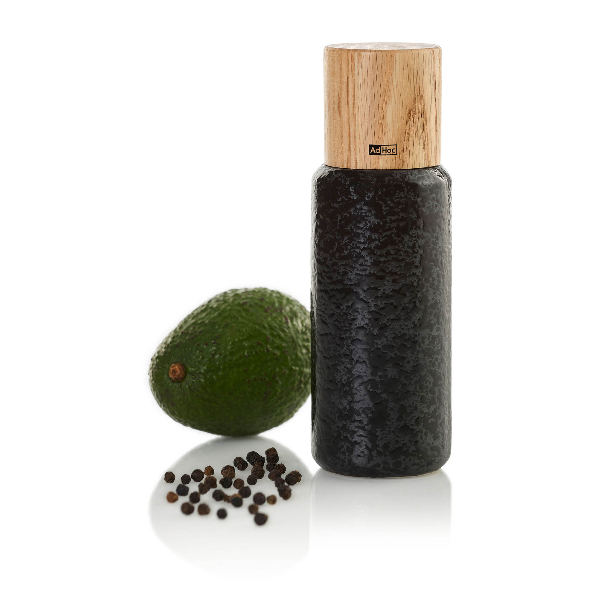 AdHoc Mühlen-Set YARA Pfeffermühle Salzmühle 18 cm Keramik / Eiche schwarz / grün