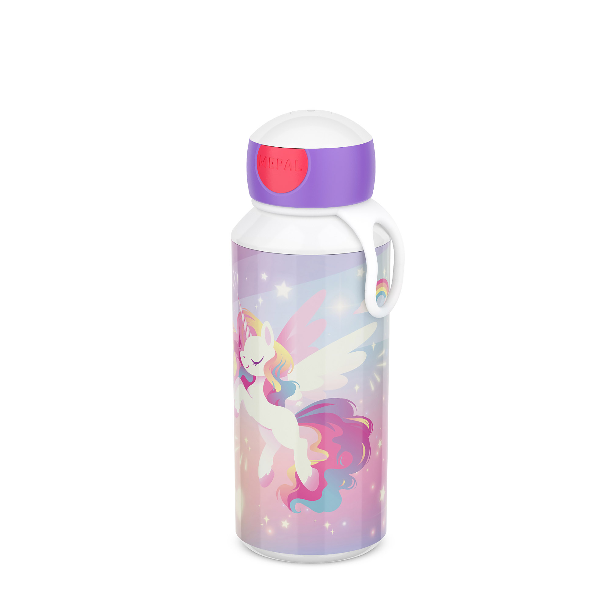 MEPAL Pop-up-Trinkflasche für Kinder CAMPUS 0,4 Liter Motiv Unicorn Glow