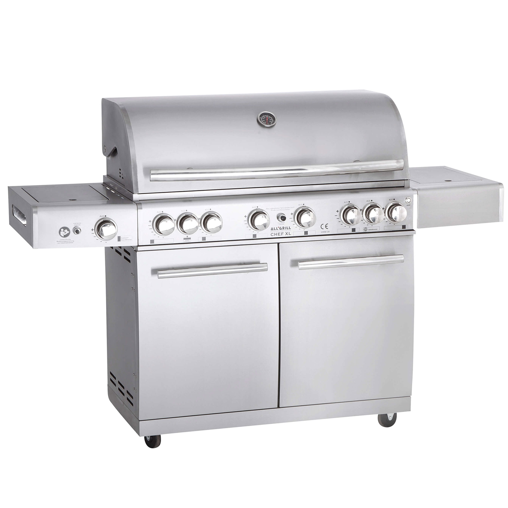 ALLGRILL Gasgrill CHEF XL Edelstahl mit Steakzone, Backburner und Air System