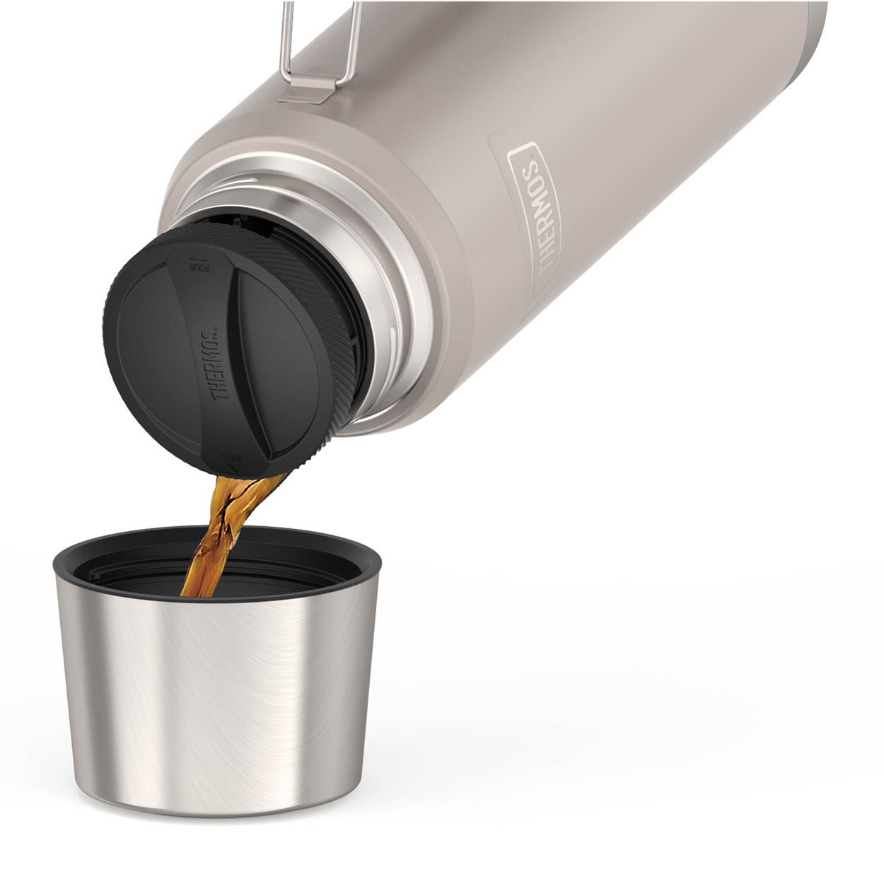THERMOS Isolierflasche ICON BEVERAGE BOTTLE 1,2 L Edelstahl doppelwandig sandstone