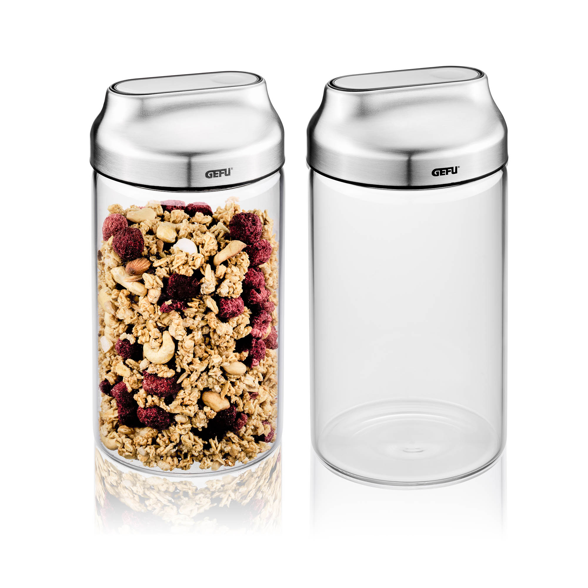 GEFU Vorratsdosen-Set KIPPO 1,0 Liter Borosilikatglas mit Kippdeckel 2 Stück