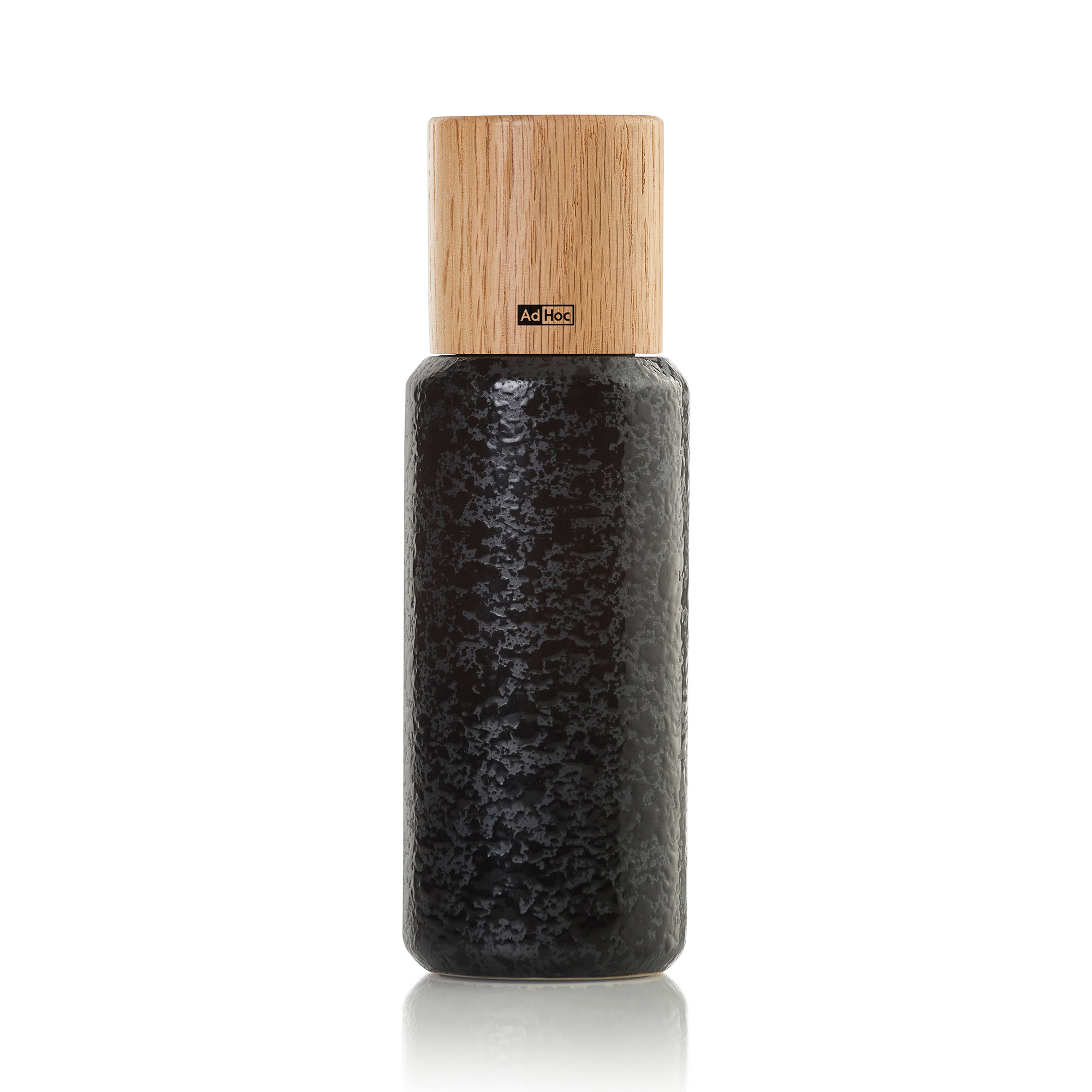 AdHoc Pfeffer- oder Salzmühle YARA aus Keramik und Roteichenholz 18 cm schwarz