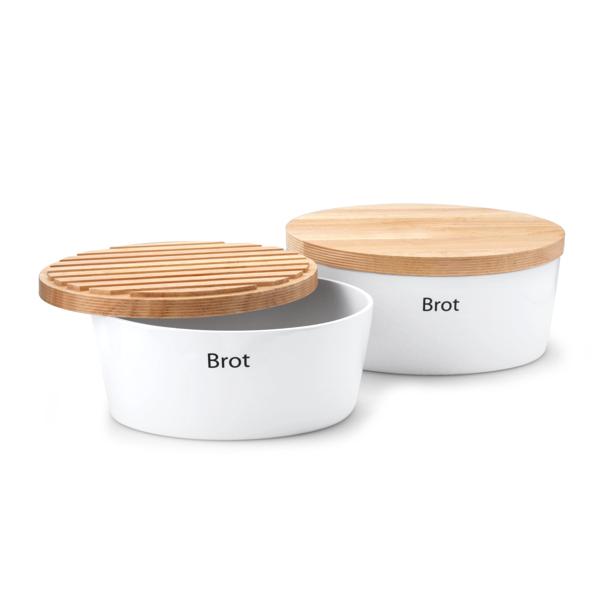 CONTINENTA oval bread pan with wooden lid 30 x 23 x 13.5 cm white