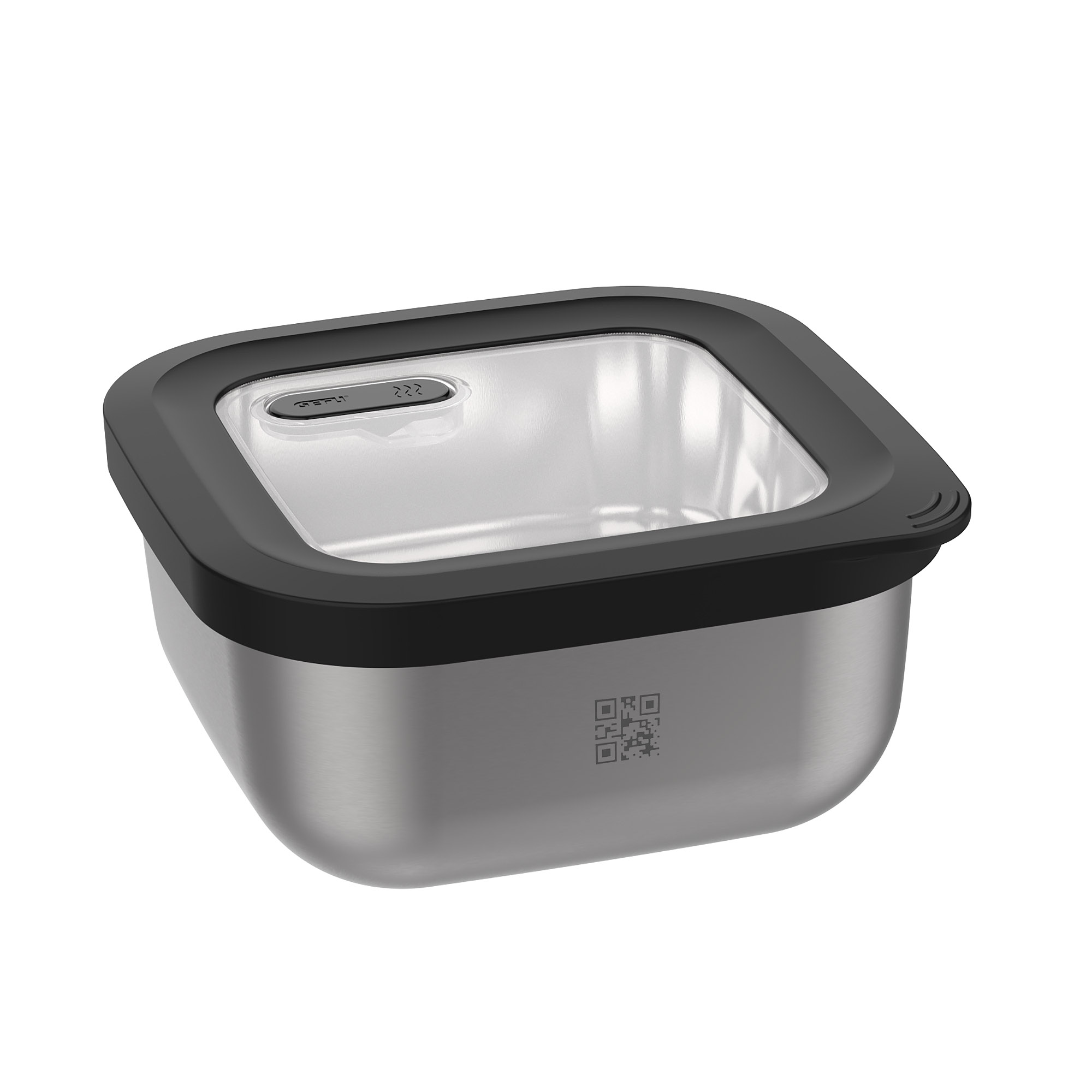 GEFU Frischhaltedose PROVIDO 1,8 Liter quadratisch Edelstahl mikrowellentauglich