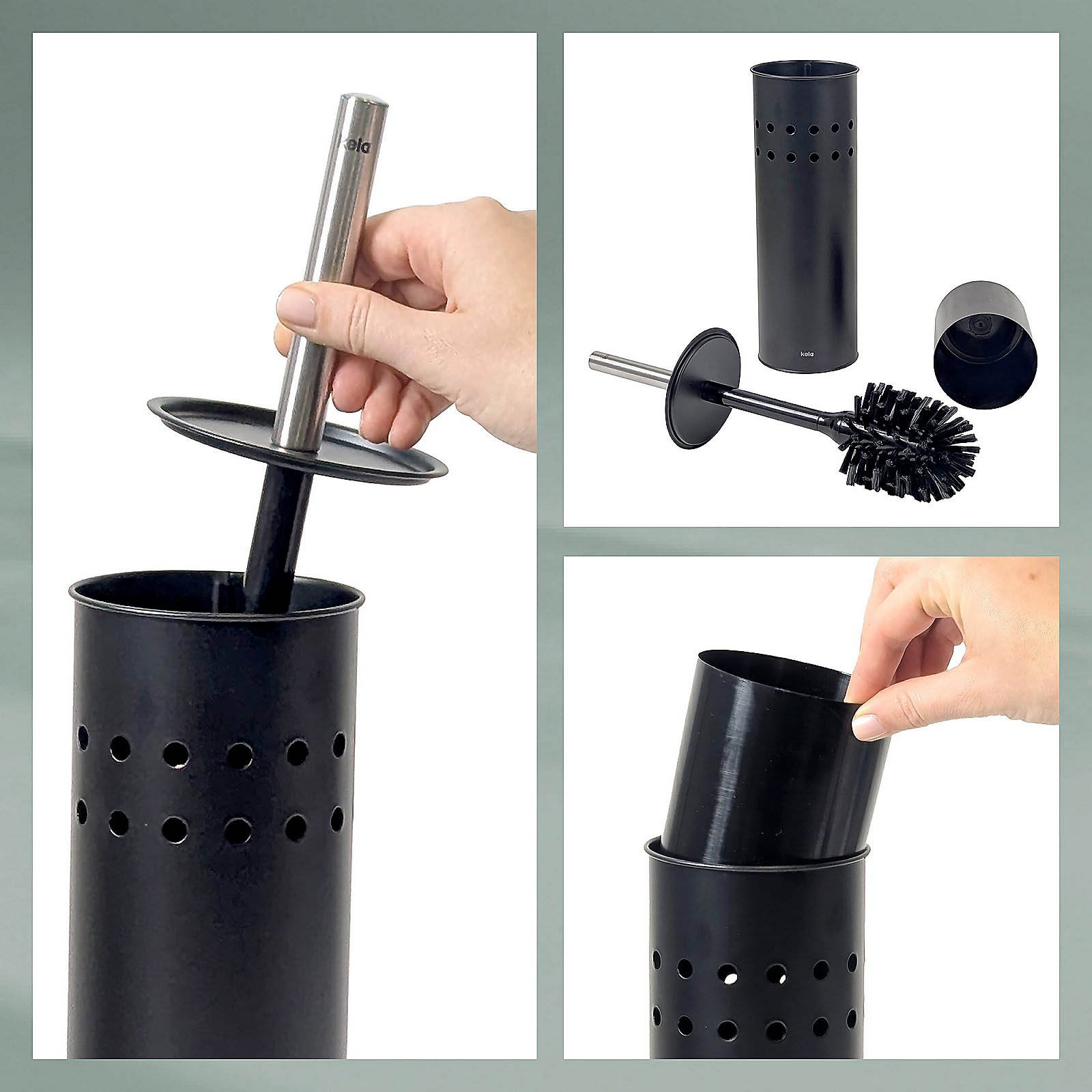 KELA WC set Toilet brush LEO metal black