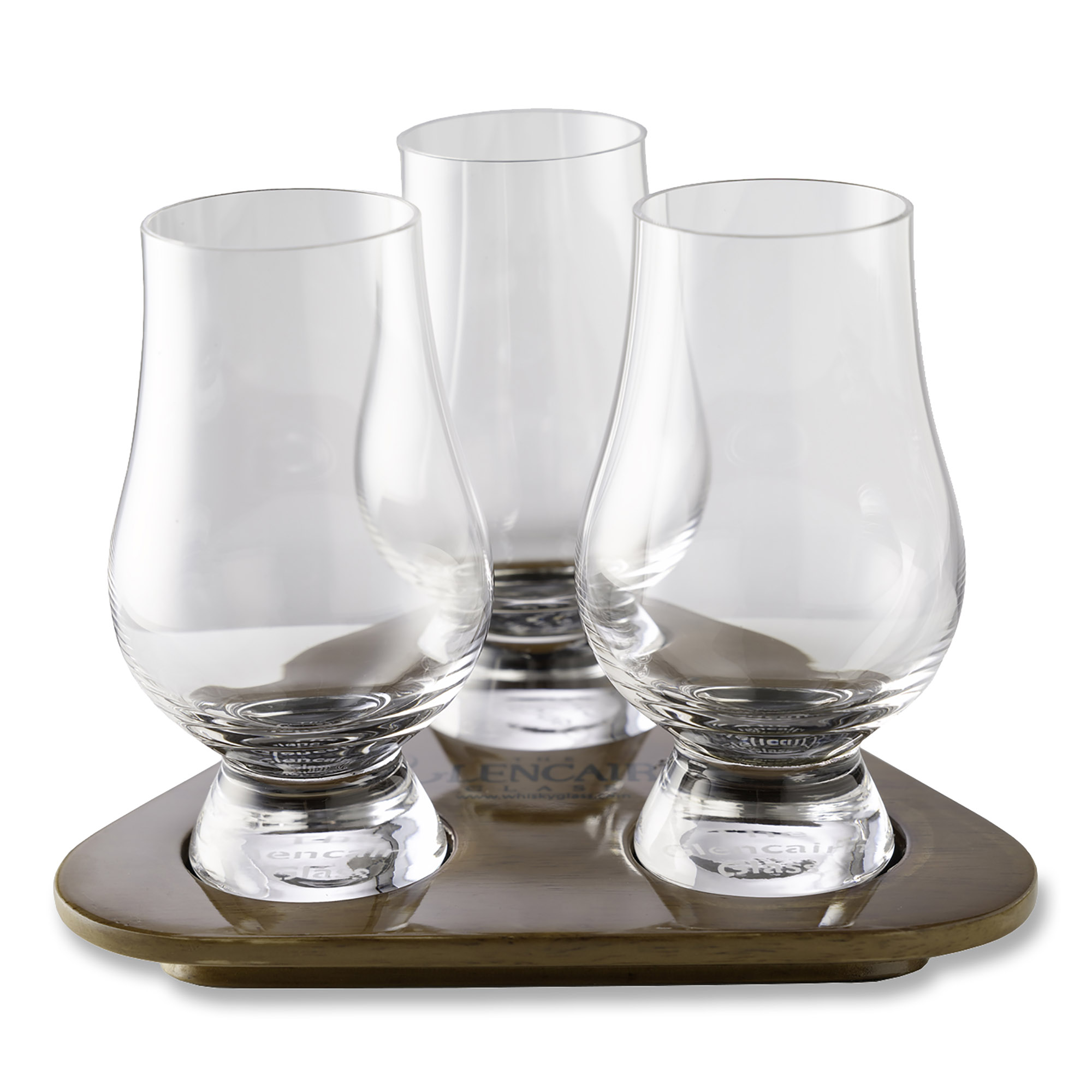 GLENCAIRN Whiskyglas Geschenkset 3 Stück mit Holztablett Tasting Set
