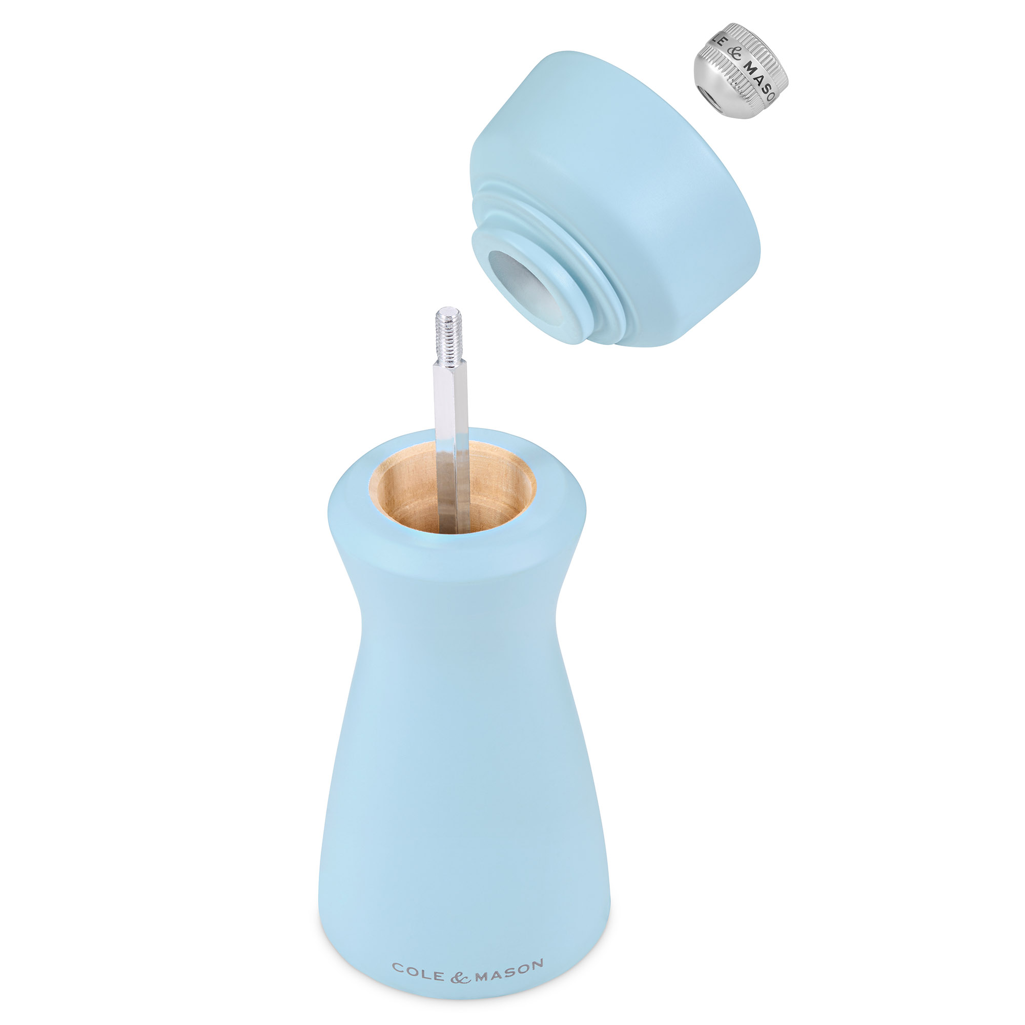 COLE & MASON Pfeffermühle Salzmühle KENTON 15 cm helles meersalzblau