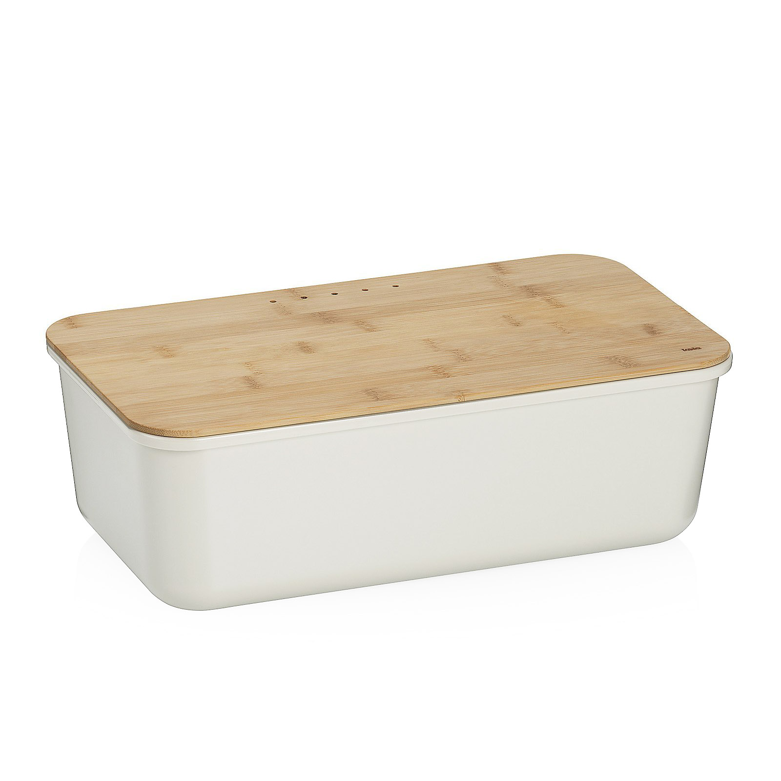 KELA Brotkasten Brottopf APART weiß 37,8 x 21,2 cm Deckel aus Bambusholz
