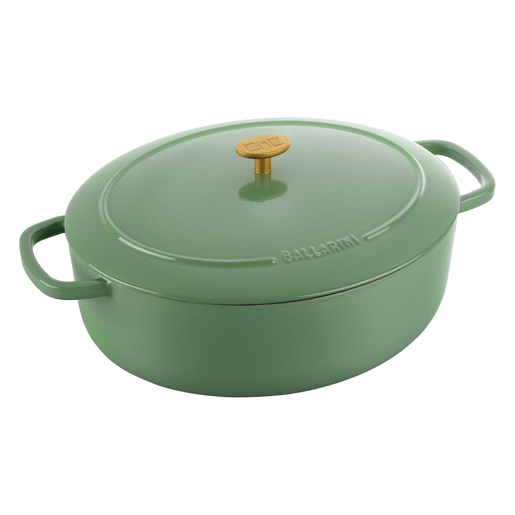 BALLARINI Cocotte BELLAMONTE 31 cm oval 5,5 Liter Bräter aus Gusseisen grün