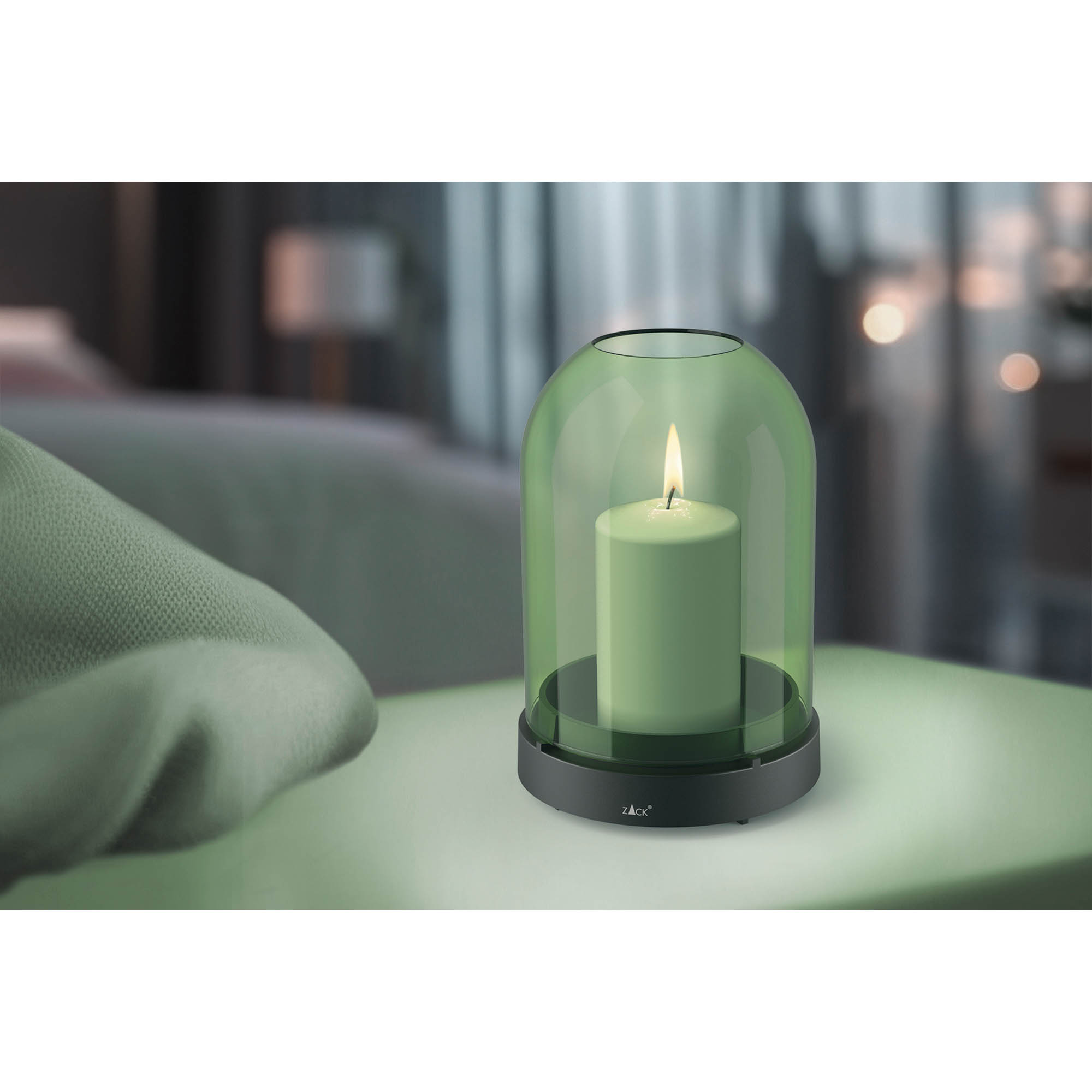 ZACK Windlicht TREVO Borosilikatglas grün getönt, 15 cm hoch