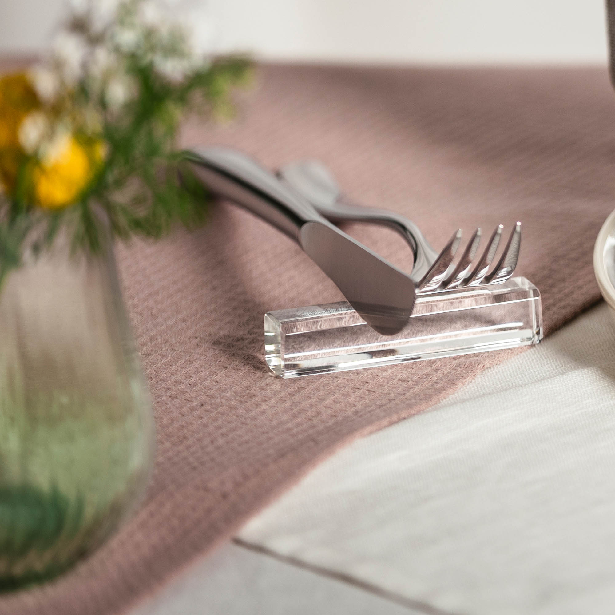 EISCH Messerbänkchen aus Glas 2 Stück im Set 7 x 1,5 x 1,5 cm