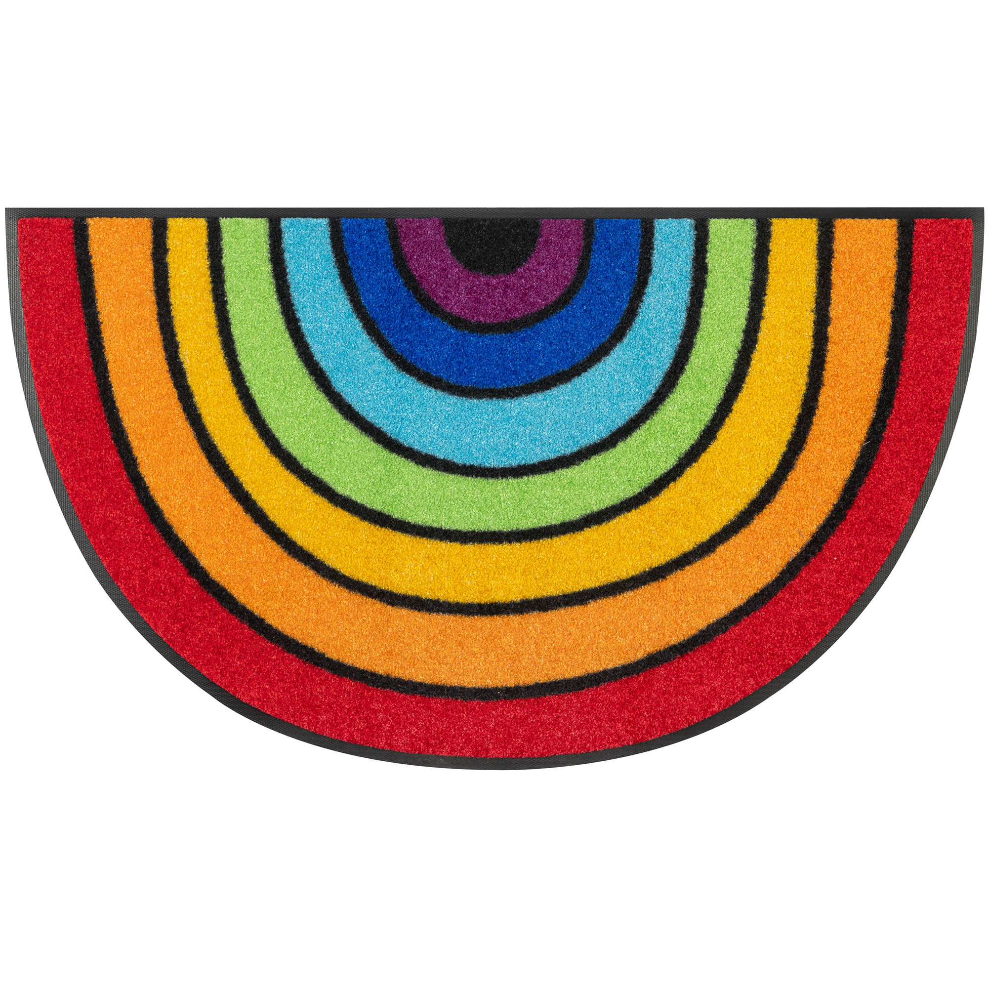 WASH + DRY Fußmatte halbrund 50 x 85 cm Motiv ROUND RAINBOW Regenbogen