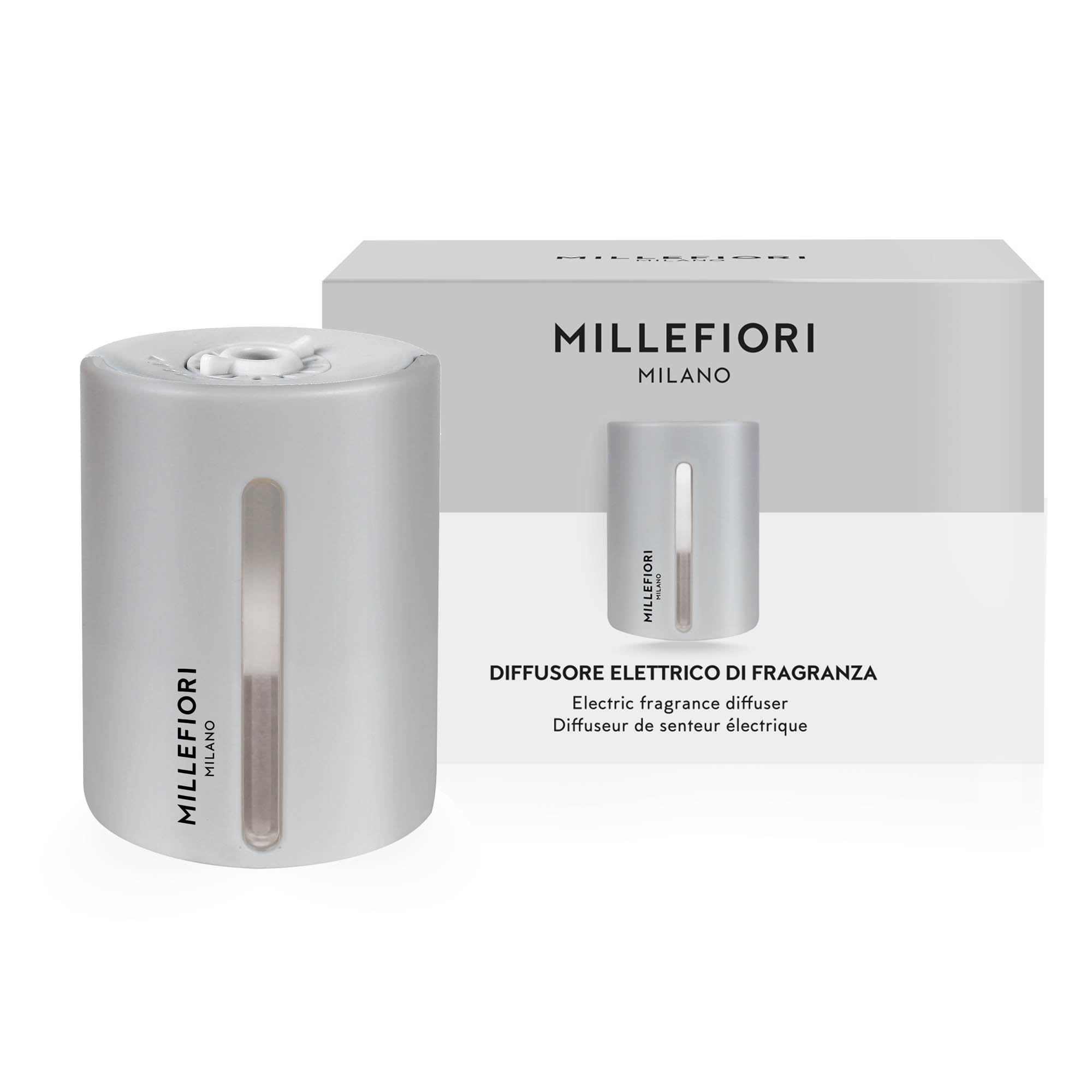 MILLEFIORI electric diffuser with LED light basic unit without fragrance pearl grey