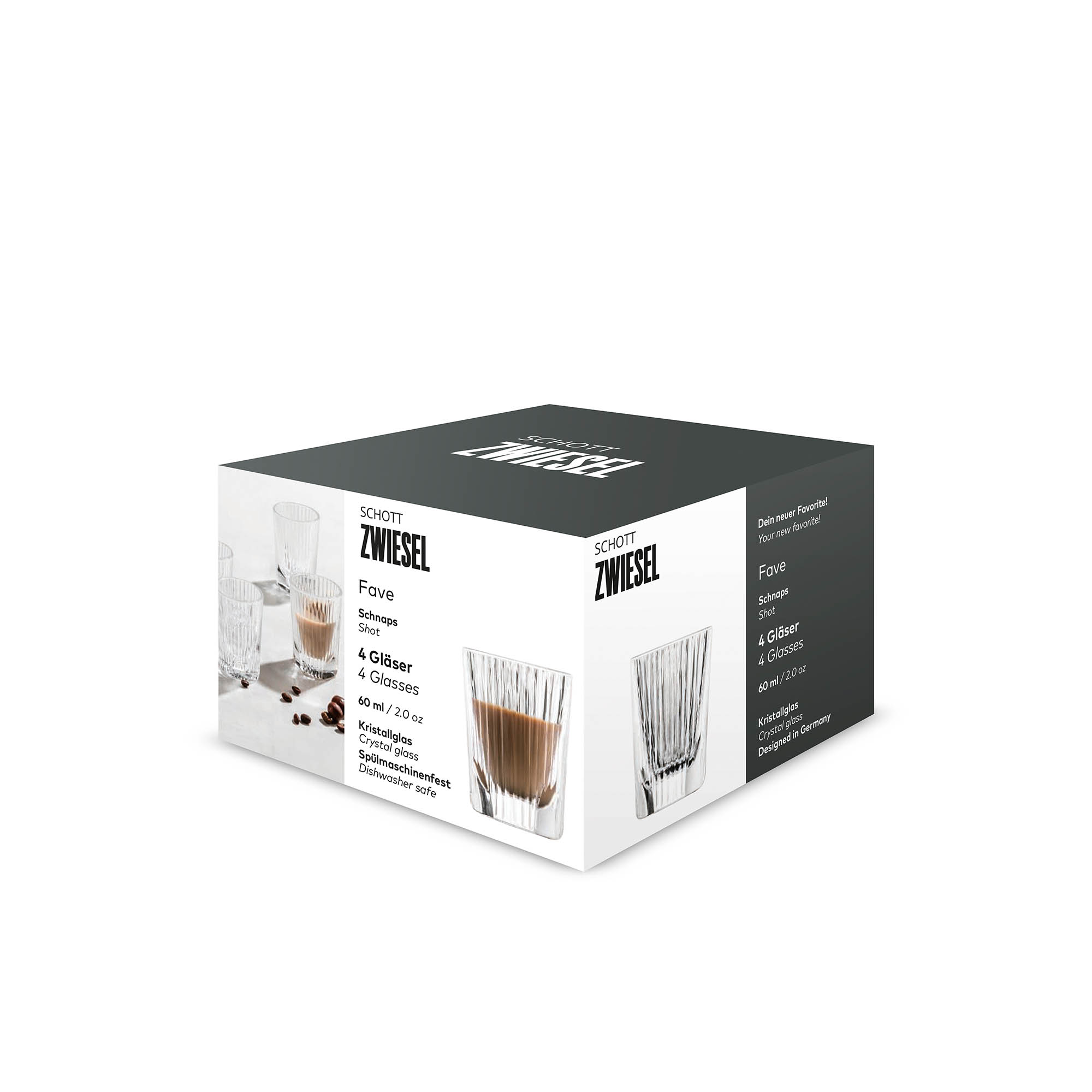 SCHOTT ZWIESEL Serie FAVE Schnapsglas 4 Stück Inhalt 60 ml Shotglas