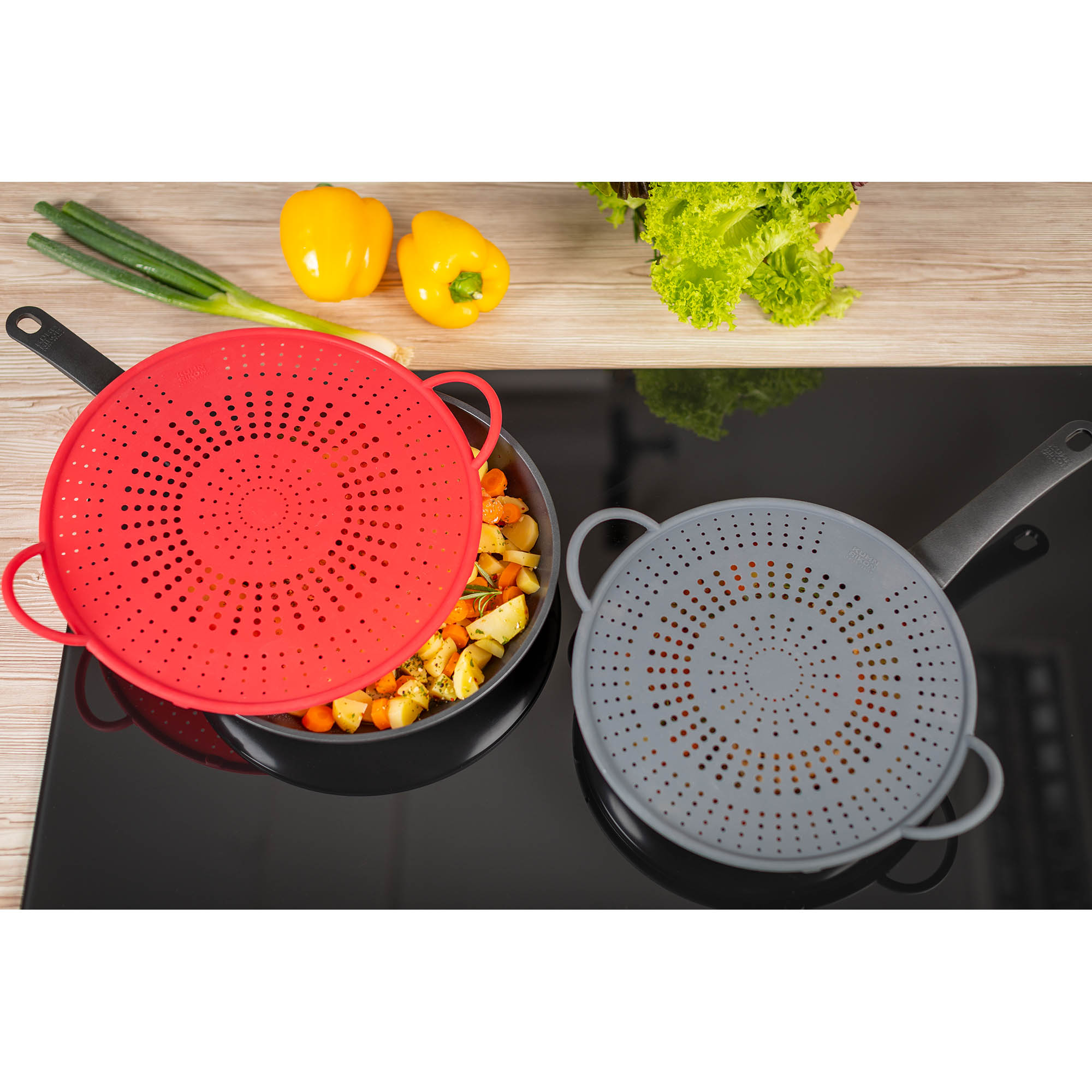 KUHN RIKON Splash guard silicone perforated 30 cm grey Splash guard lid