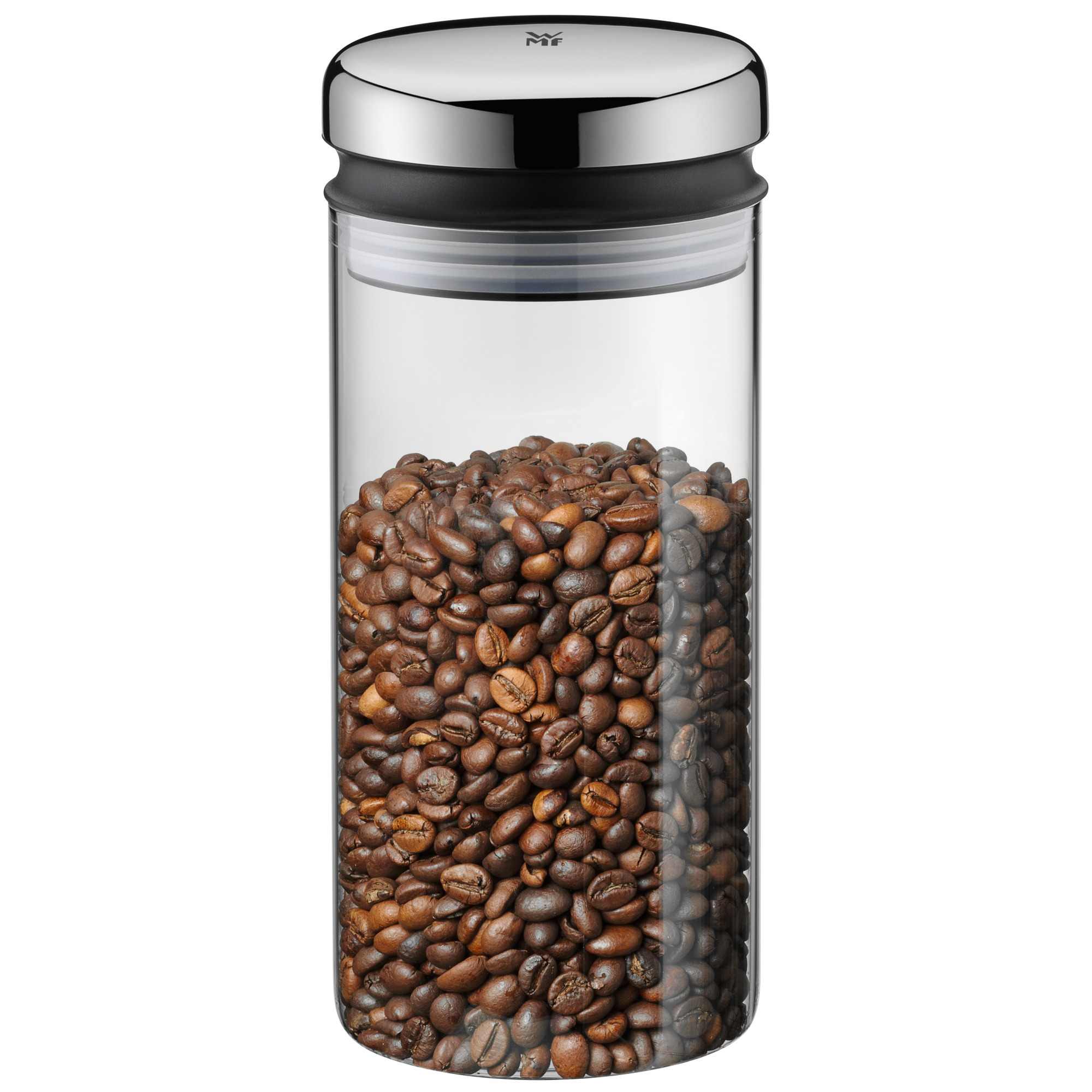 WMF Vorratsglas Depot, Cromargan® Edelstahl Rostfrei 18/10, Glas, Kunststoff, (1-tlg), verschließt aromadicht