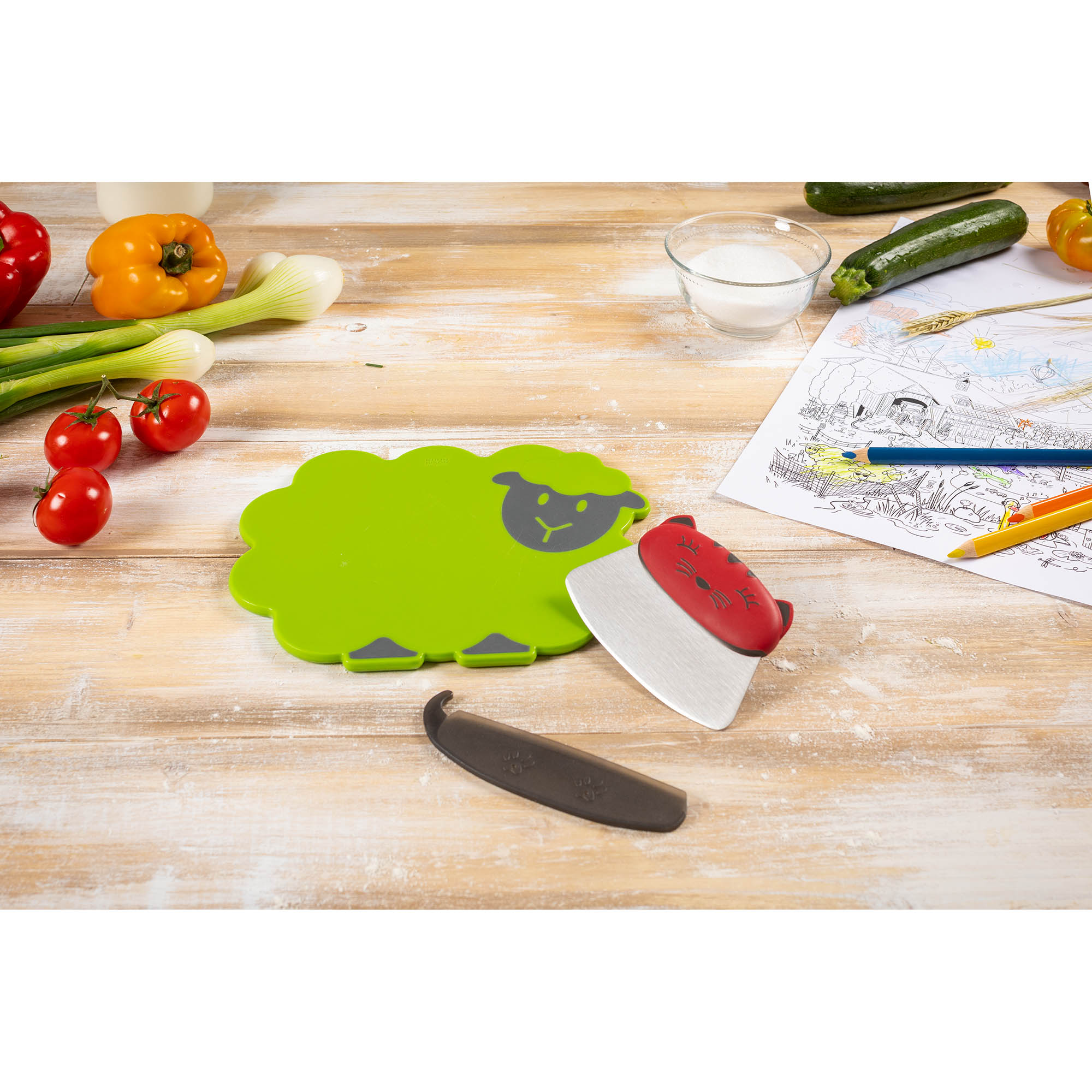 KUHN RIKON kinderkitchen Schneide-Set mit Schneidebrett und Wiegemesser