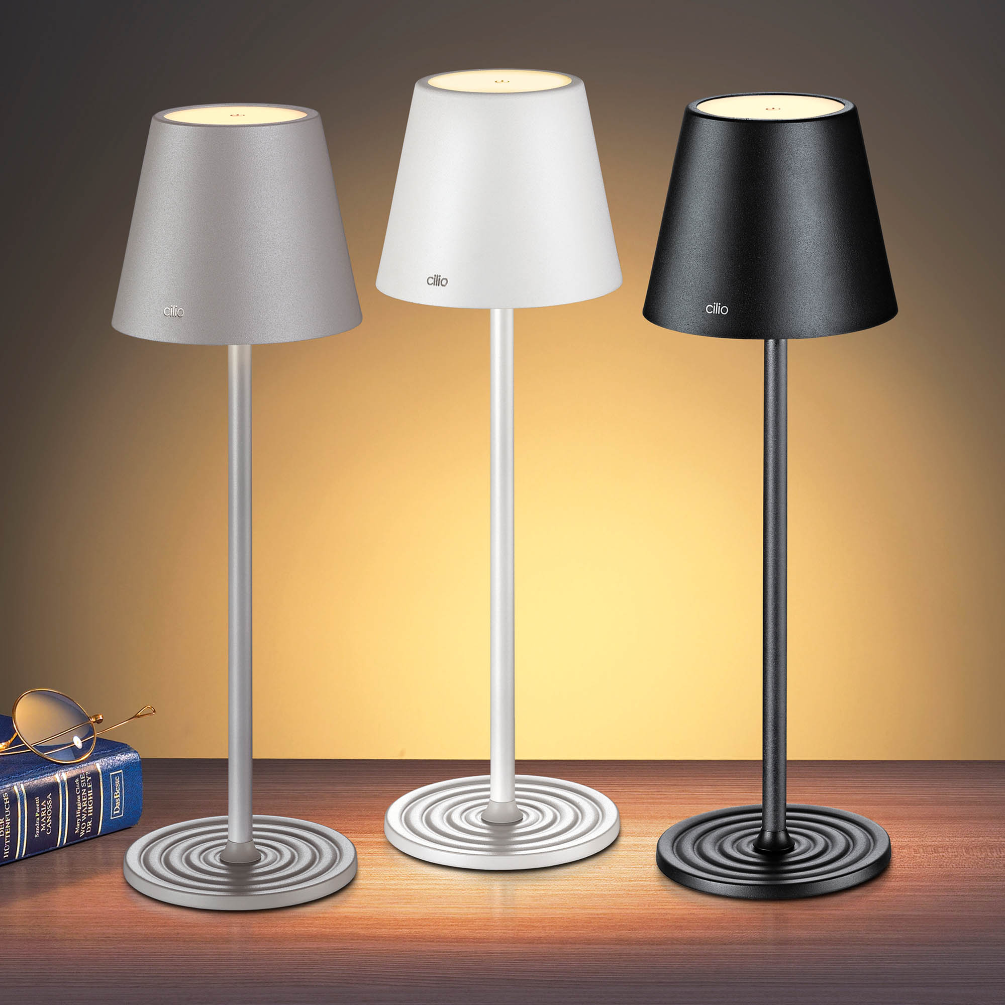 CILIO LED-Tischlampe SOLE Mobile LED-Leuchte für indoor und outdoor - grau