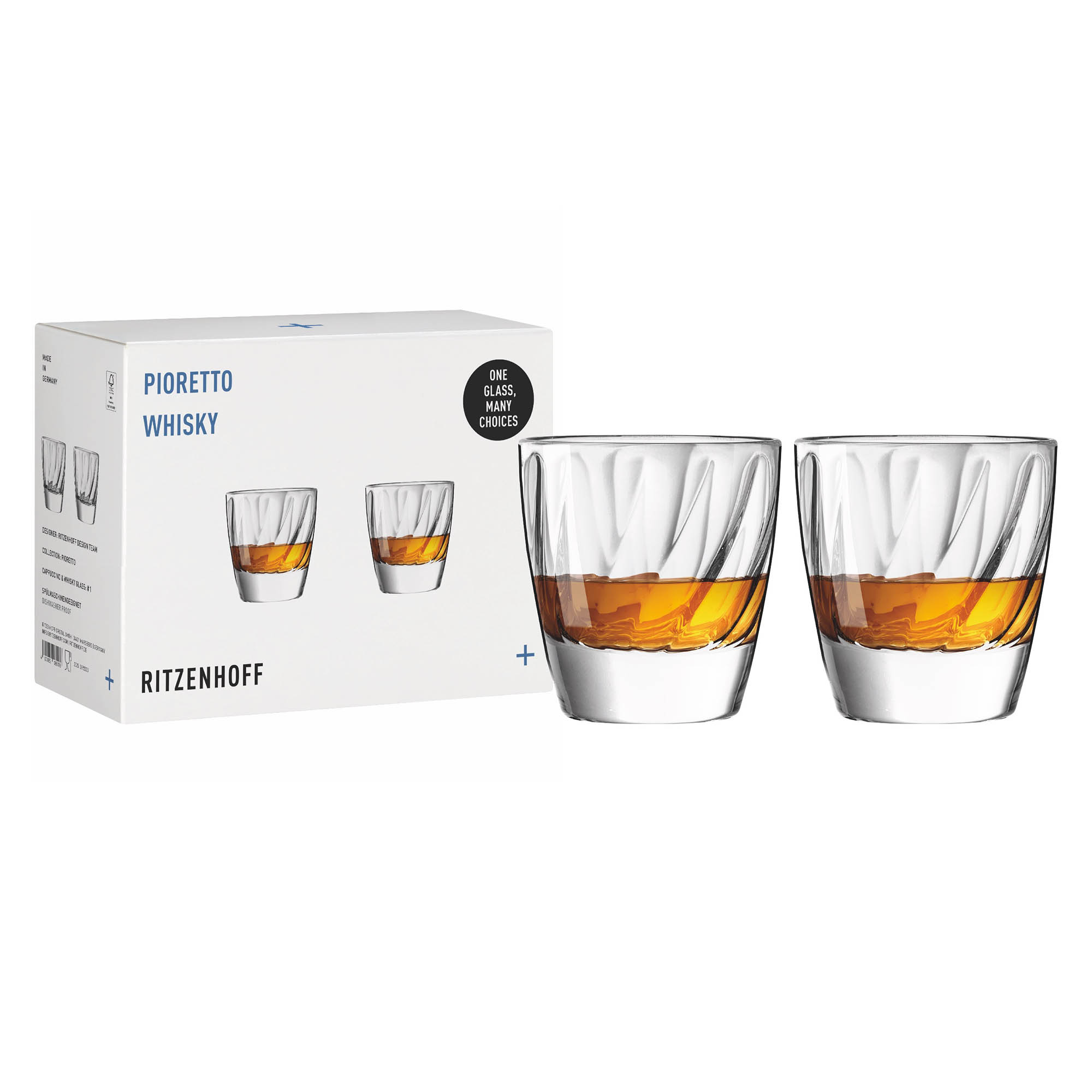 RITZENHOFF cappuccino glass / whisky glass PIORETTO Set of 2, 180 ml each
