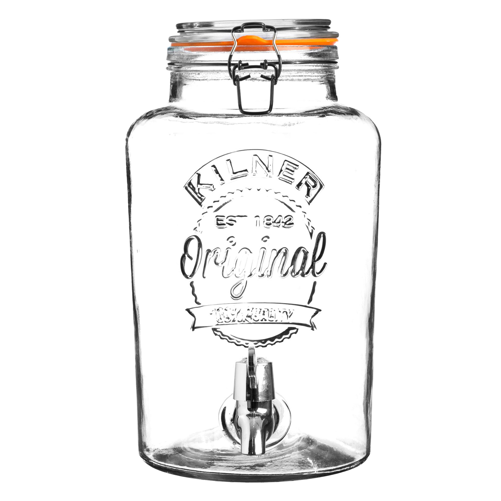 KILNER Getränkespender 8 Liter aus Glas rund mit Bügelverschlussdeckel und Zapfhahn