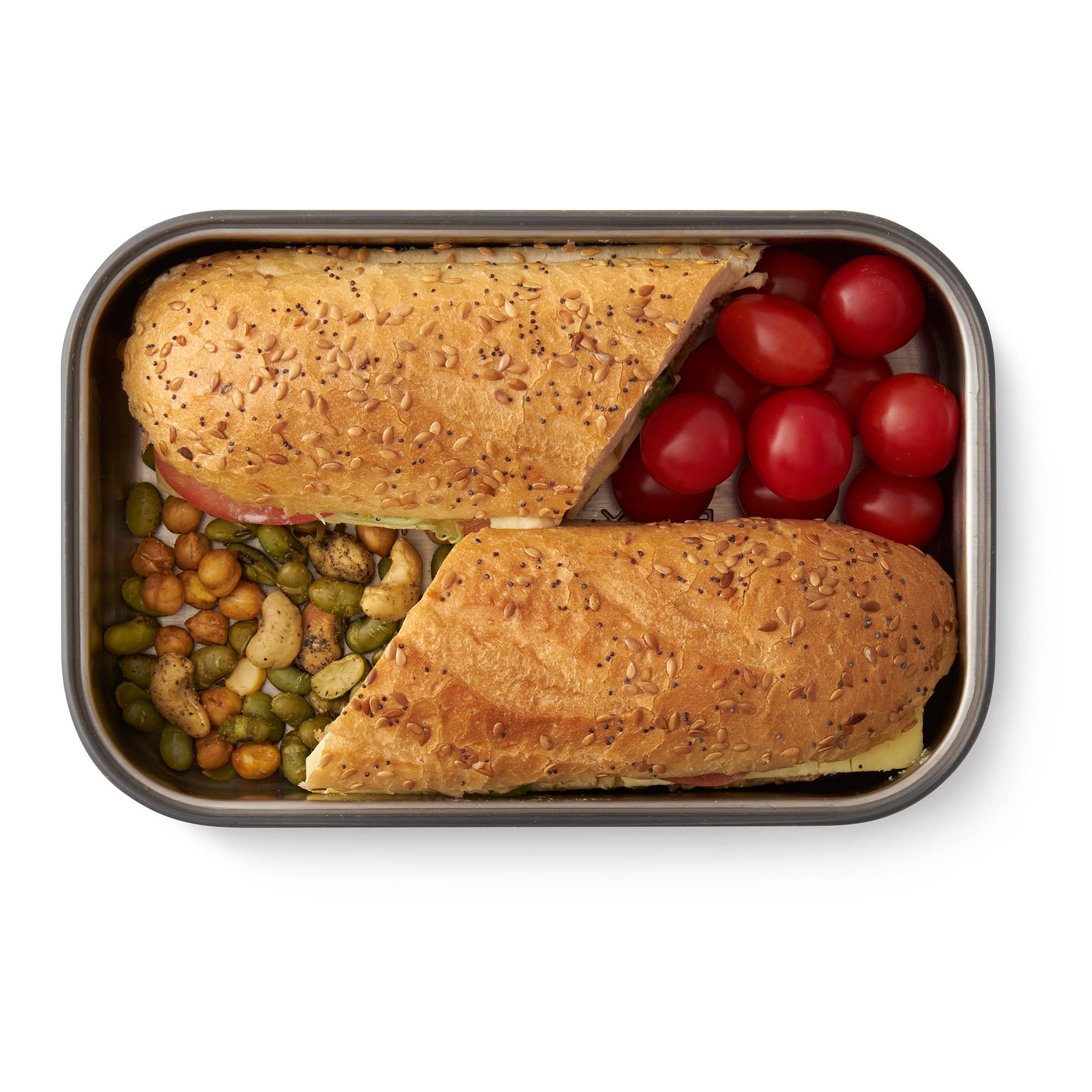 BLACK+BLUM Stainless Steel and Bamboo Lunch Box, 22 x 15 x 5 cm, orange