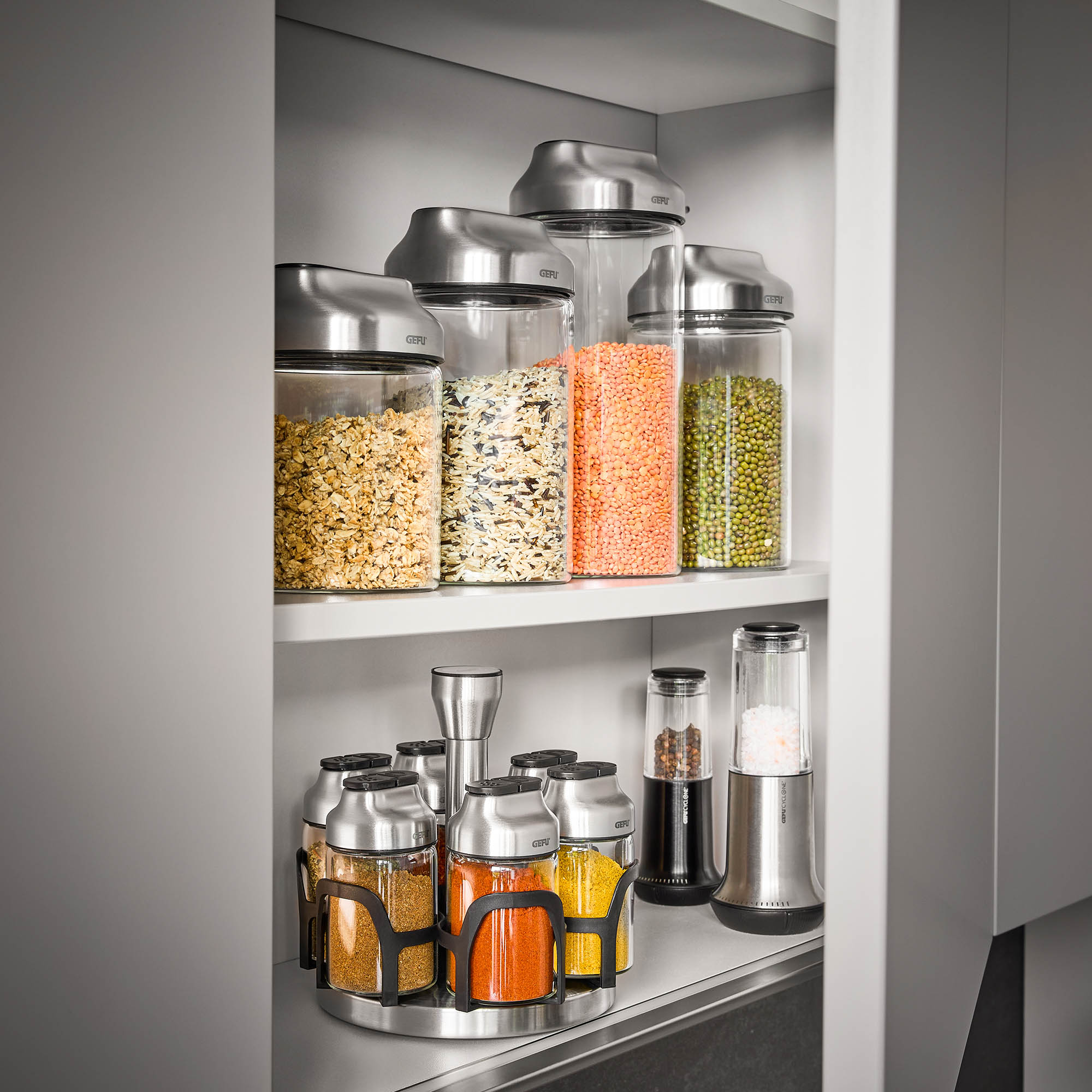 GEFU storage jar set KIPPO 1.0 litre borosilicate glass with tilting lid 2 pieces