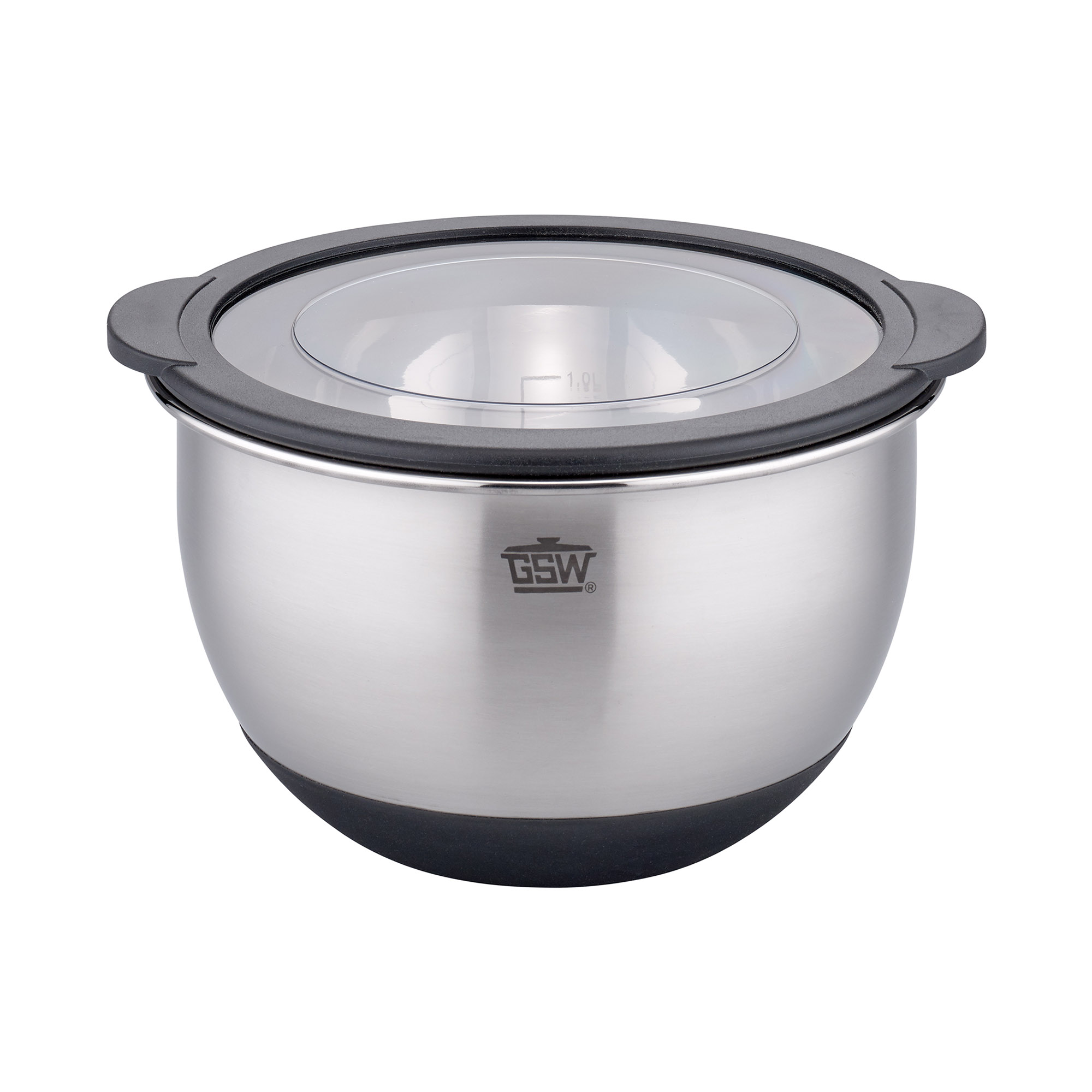 GSW Küchenschüssel PRIMO aus Edelstahl mit transparentem Deckel 16 cm