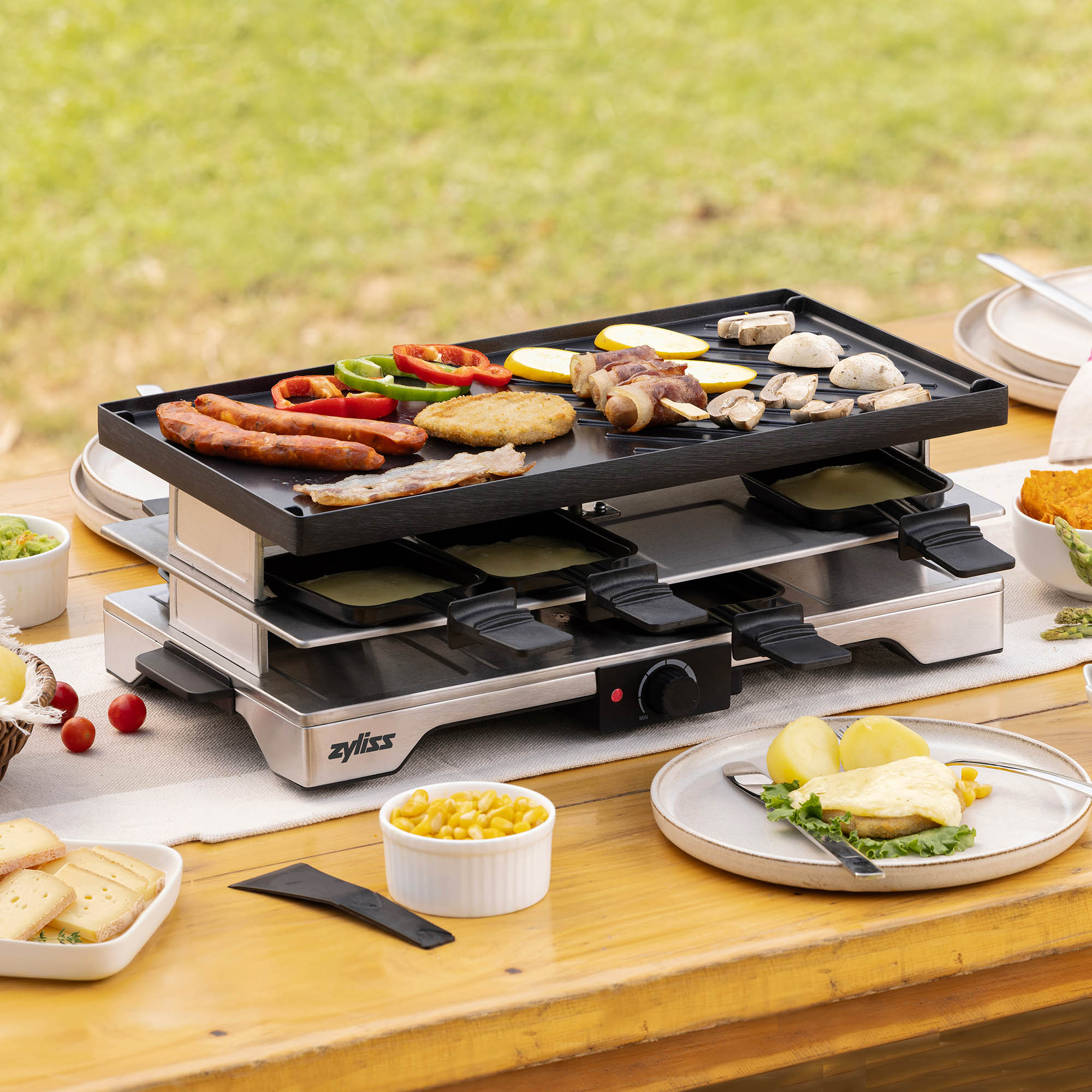 ZYLISS Raclette-Grill VERSO für 8 Personen mit Grillplatte aus Gusseisen