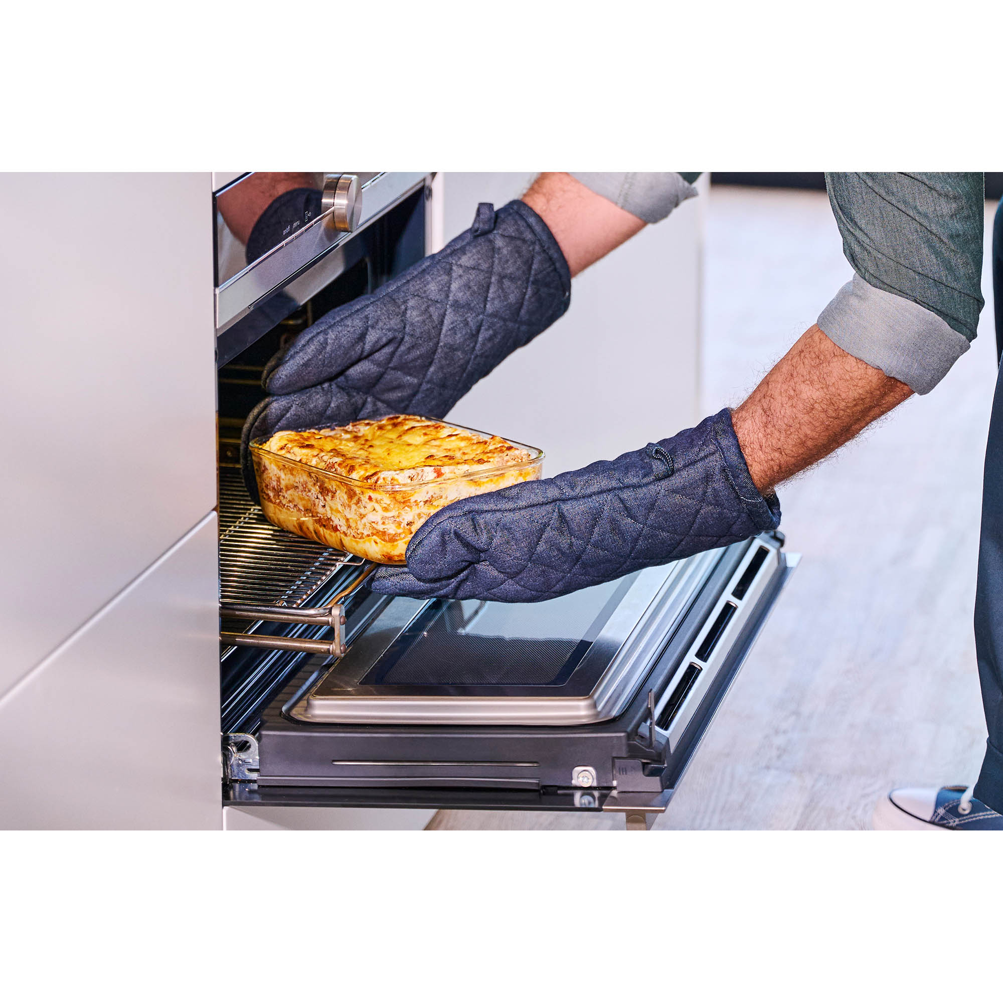 MEPAL EASY CLIP food storage jar borosilicate glass square flat 2.25 litres nordic sage