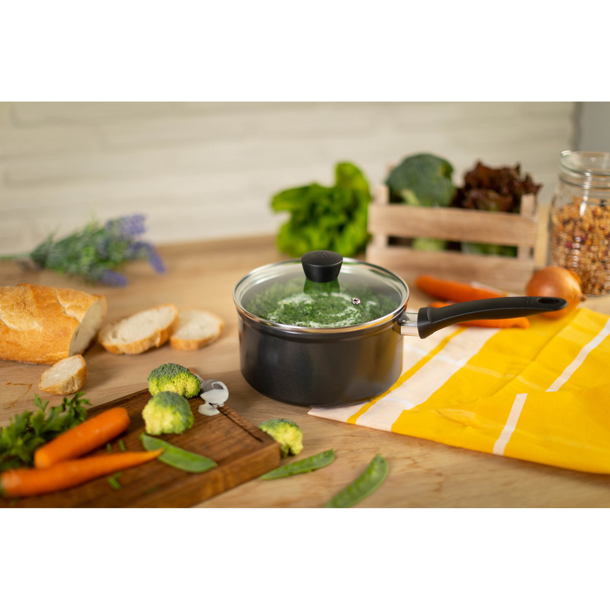 KUHN RIKON Stielkasserolle EASY INDUCTION mit Glasdeckel 18 cm 2,2 Liter