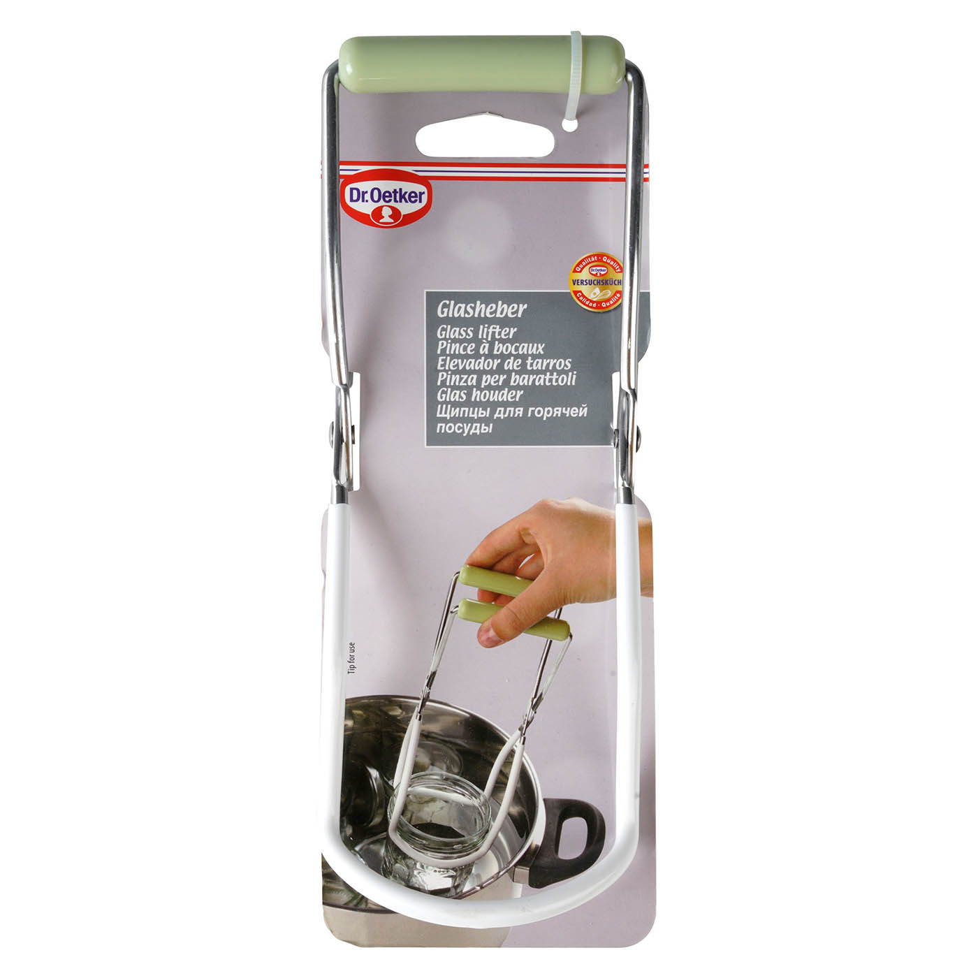 DR.OETKER Glasheber Zange zum Einsetzen und Herausheben von Einmachgläsern