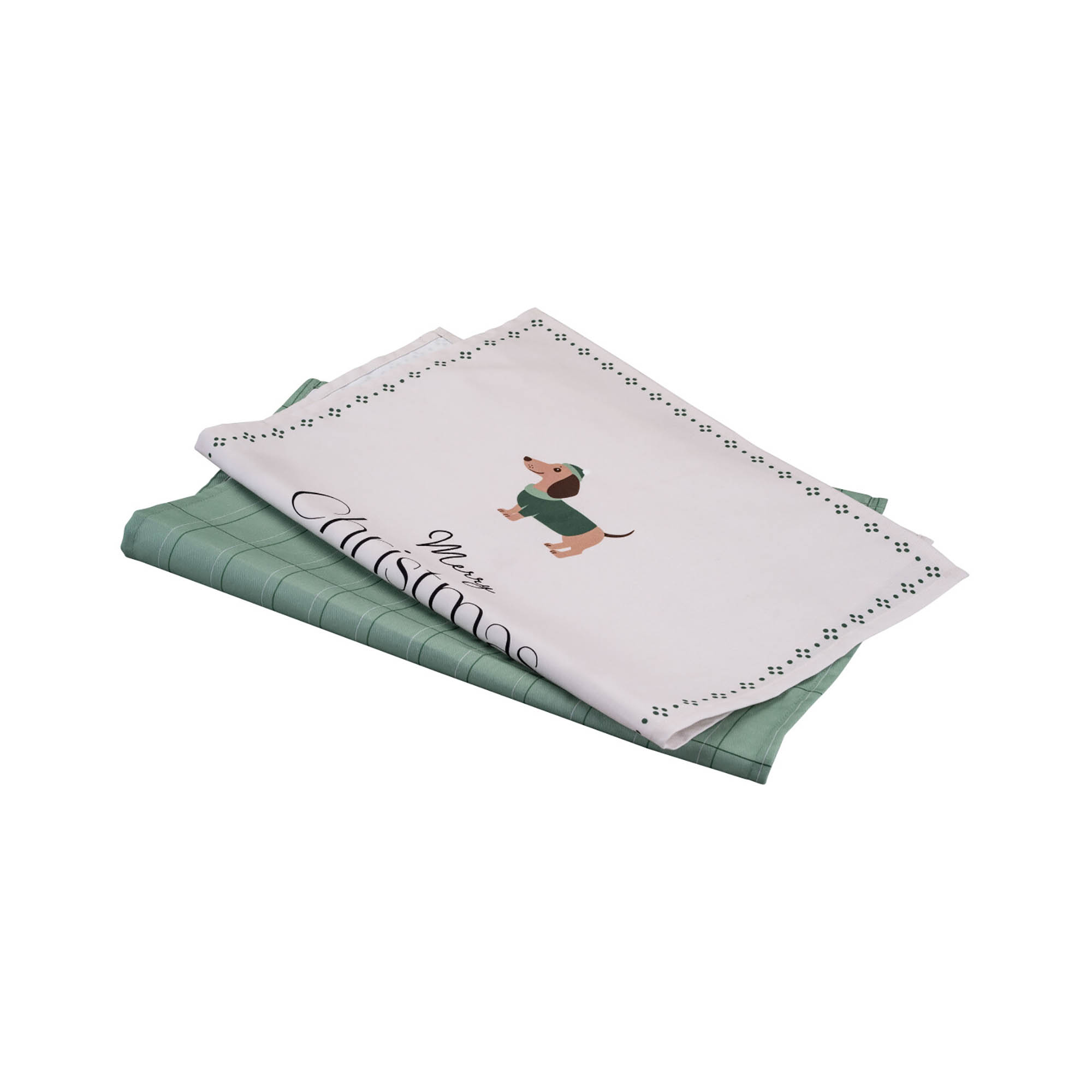 DR.OETKER Geschirrtuch-Set HOLIDAY JOY Weihnachts-Dackel 60 x 45 cm 2er-Set